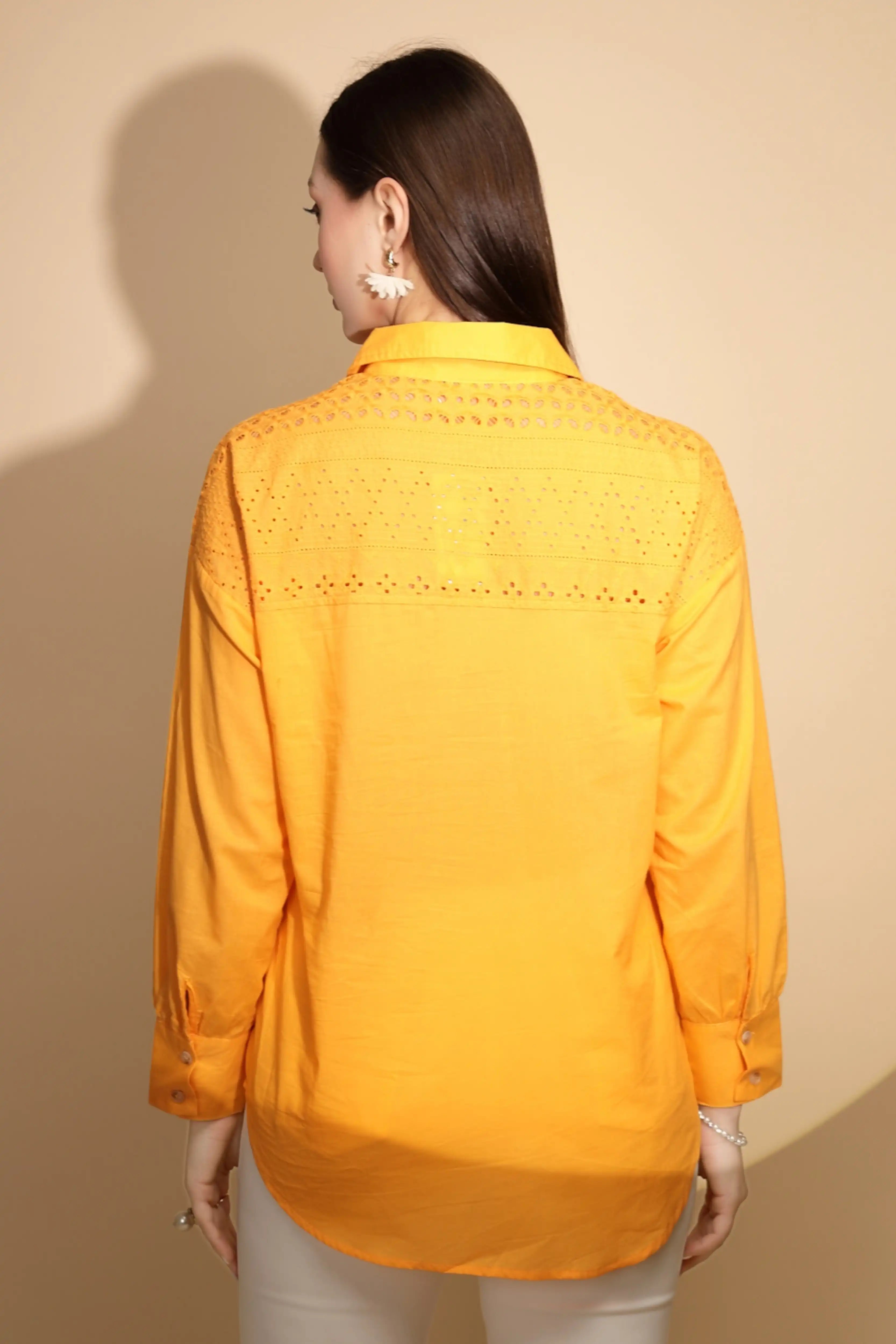 Cotton Schiffli Embroidered Shirt