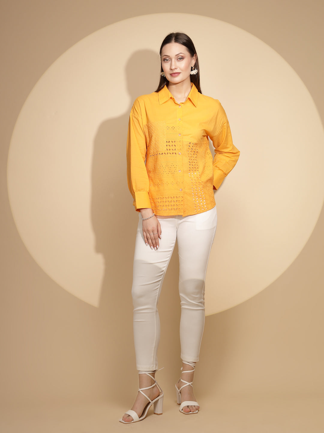 Cotton Schiffli Embroidered Shirt