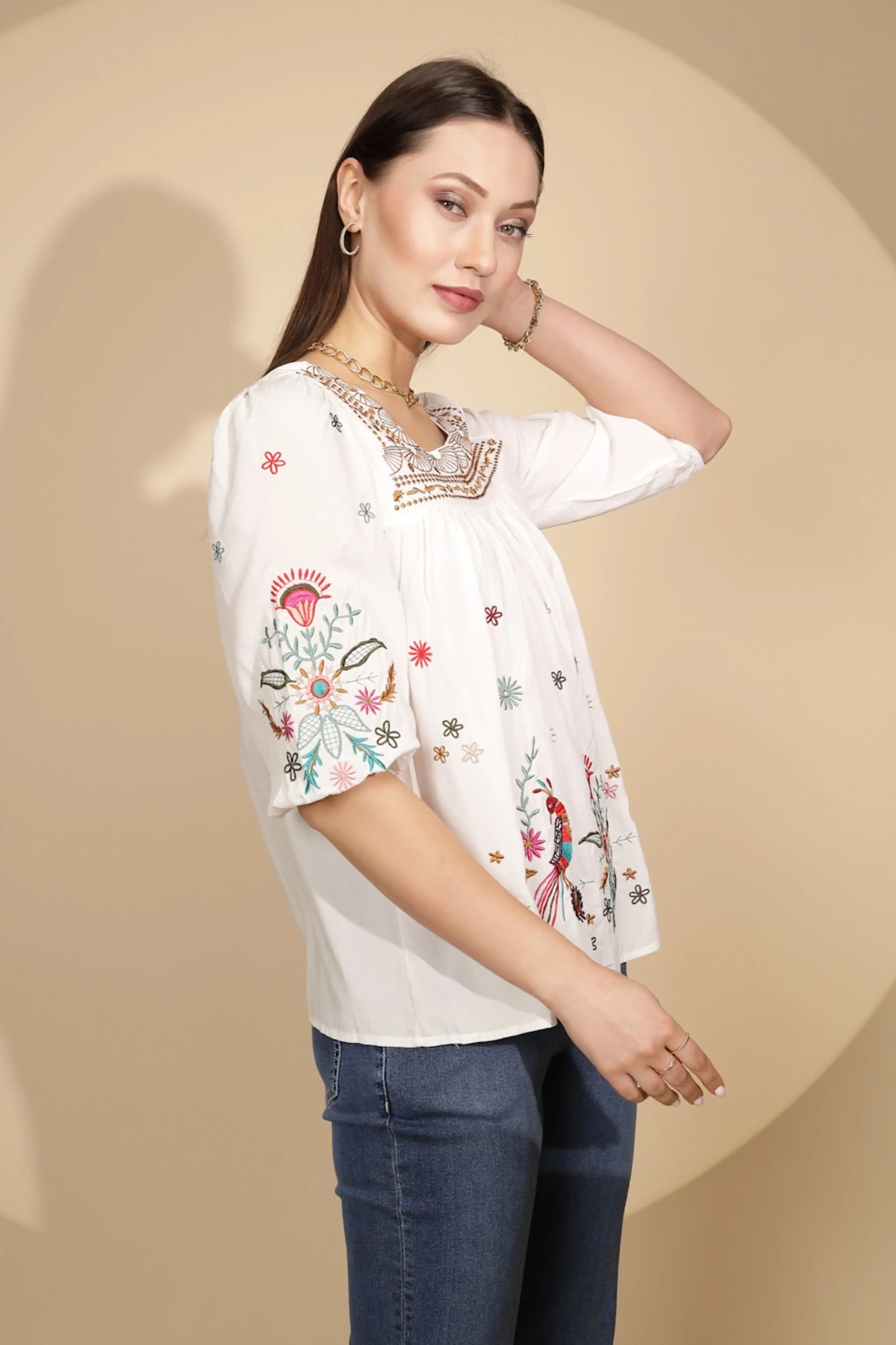 White Square Neck Cotton Top