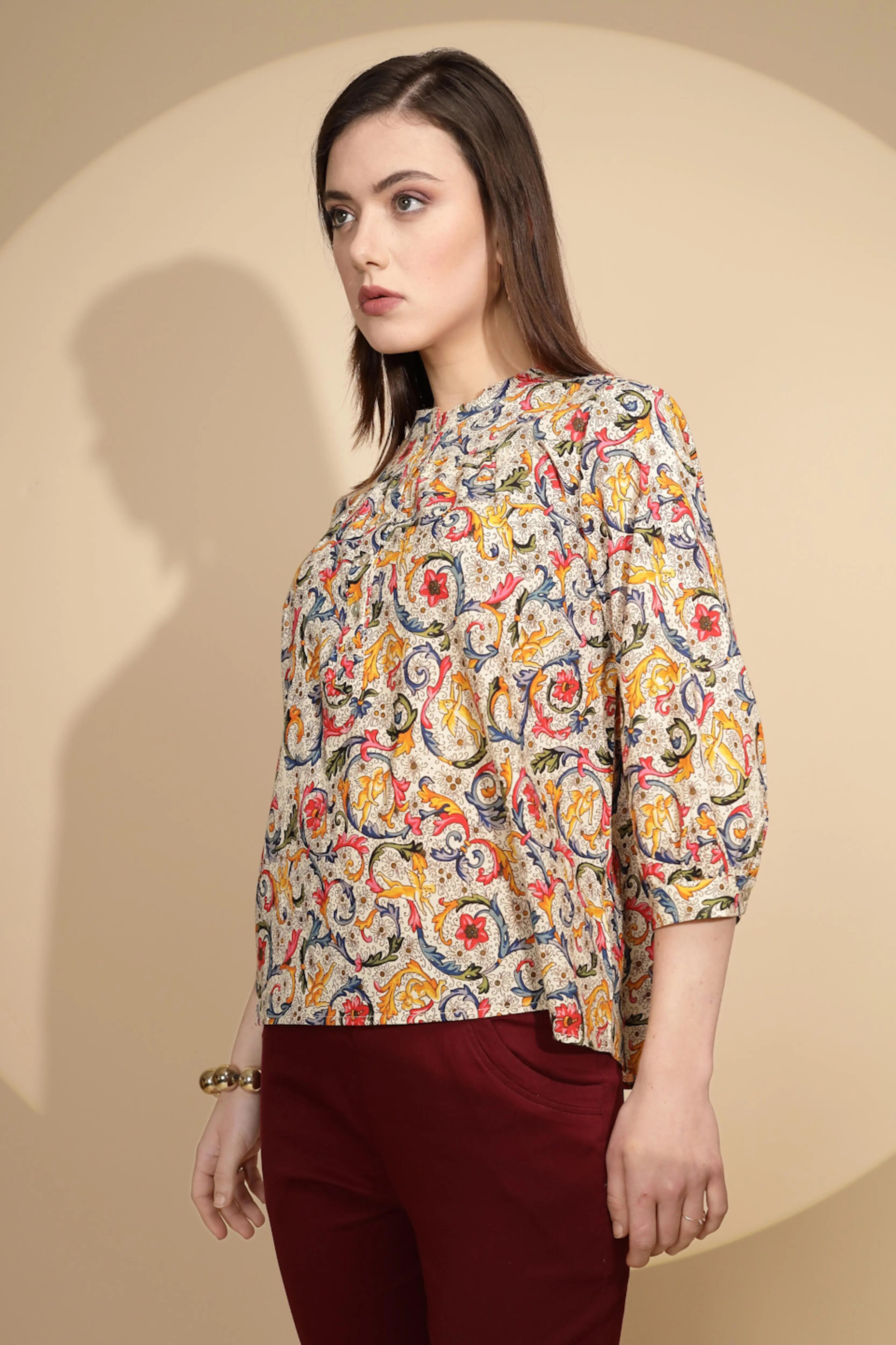 Multi Floral Print Cotton Top - Global Republic