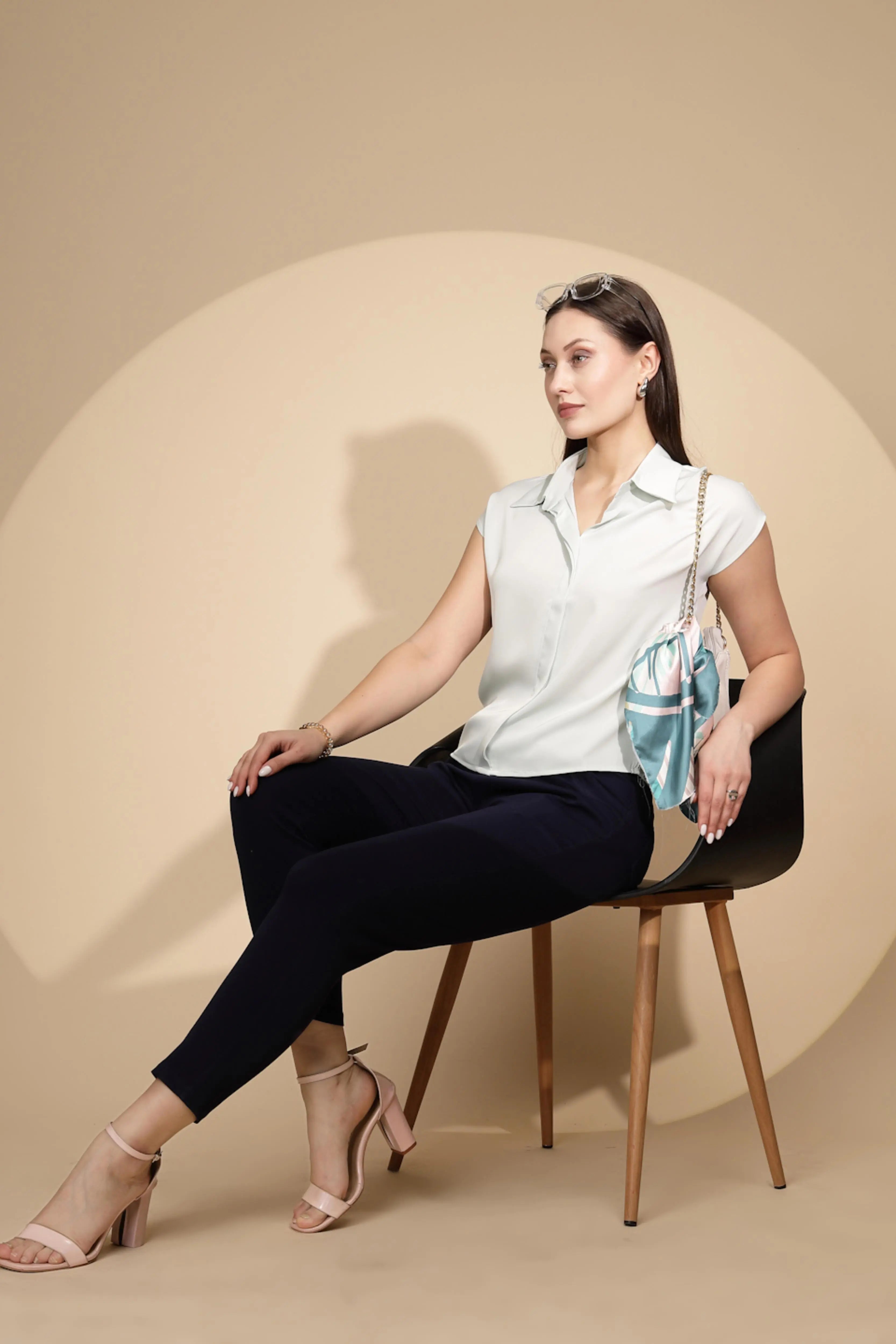 Pastel Green Satin Loose Formal Shirt - Global Republic