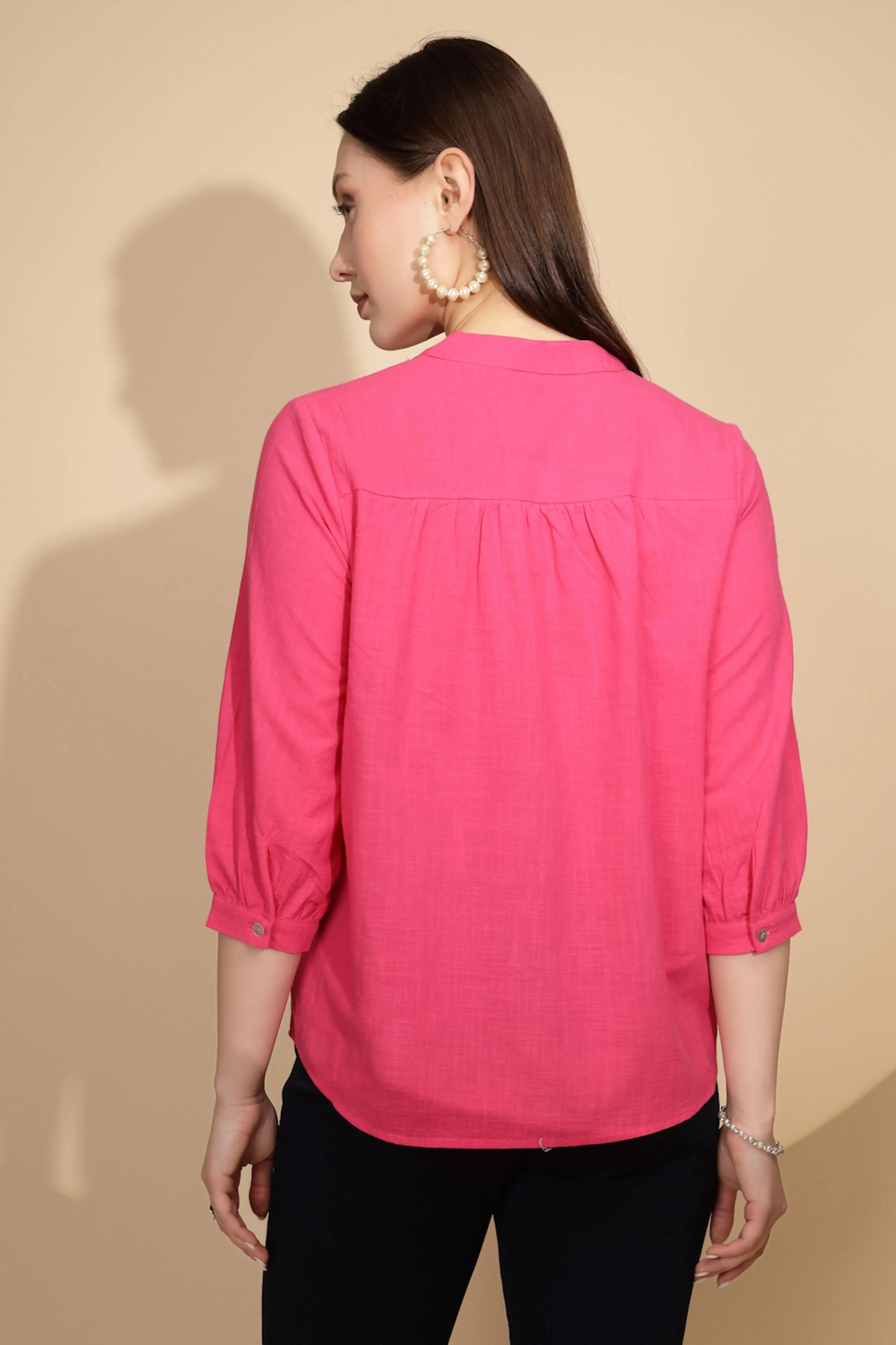 Hot Pink Cotton Solid Top - Global Republic