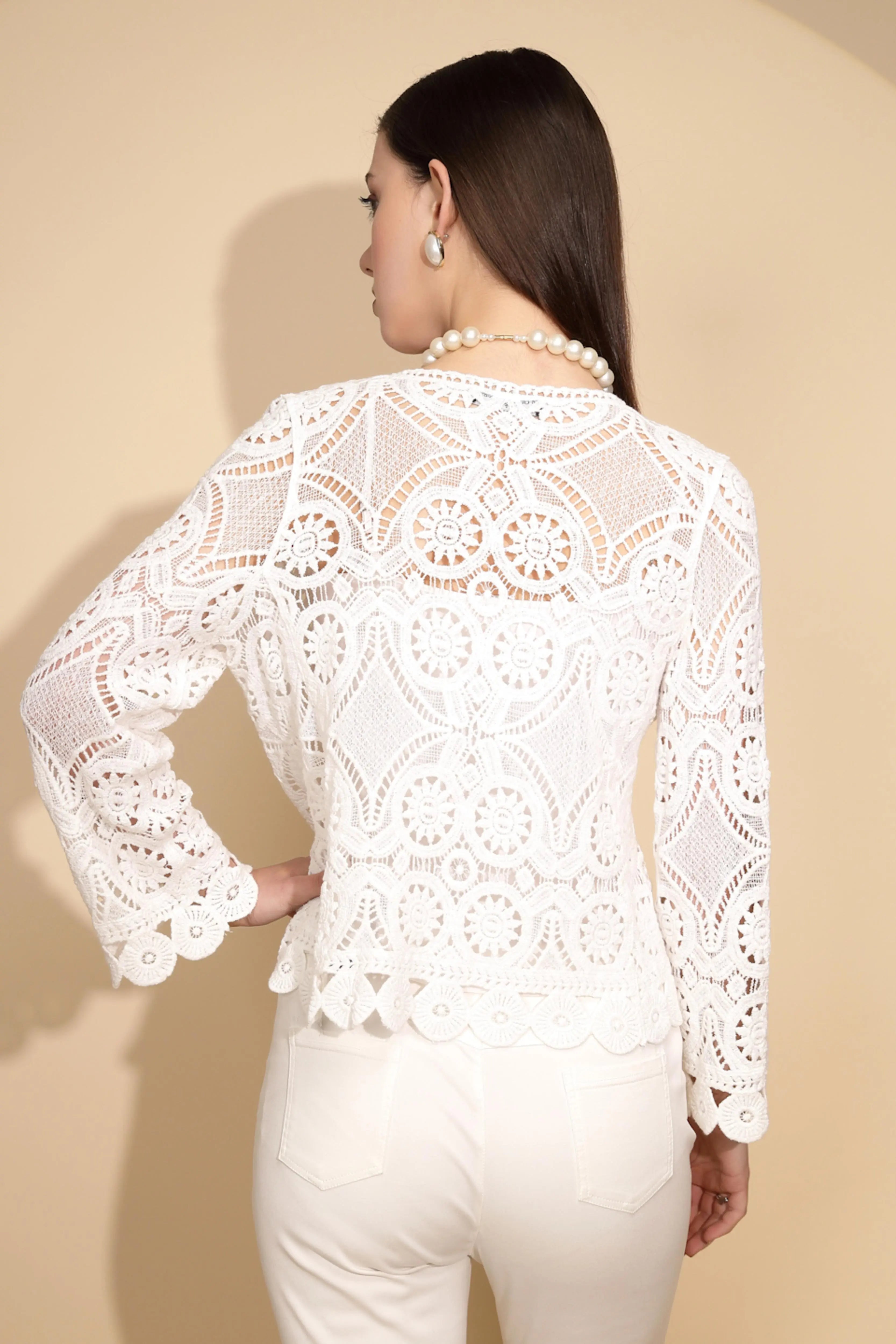 White Cotton Blend Shrug