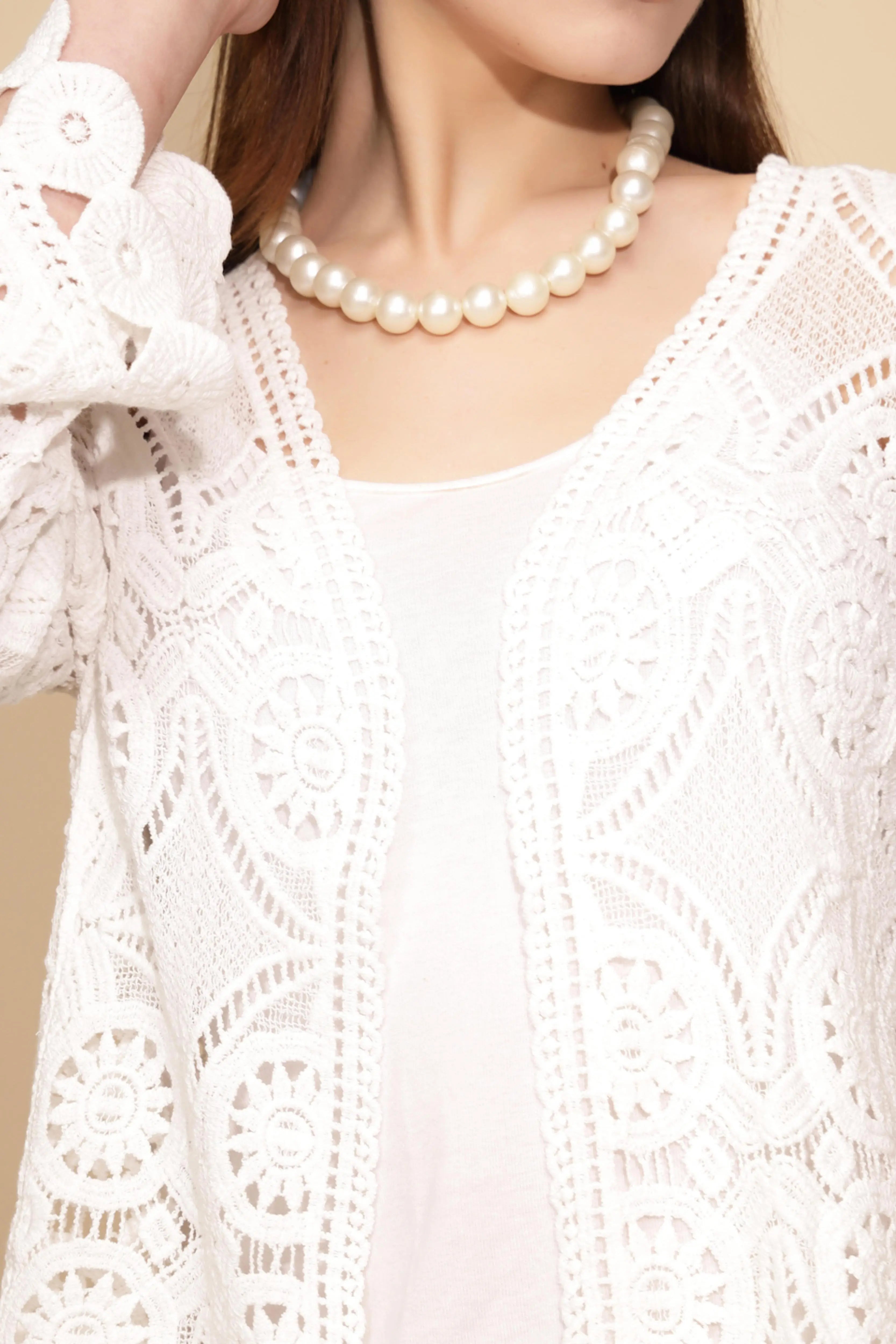 White Cotton Blend Shrug - Global Republic