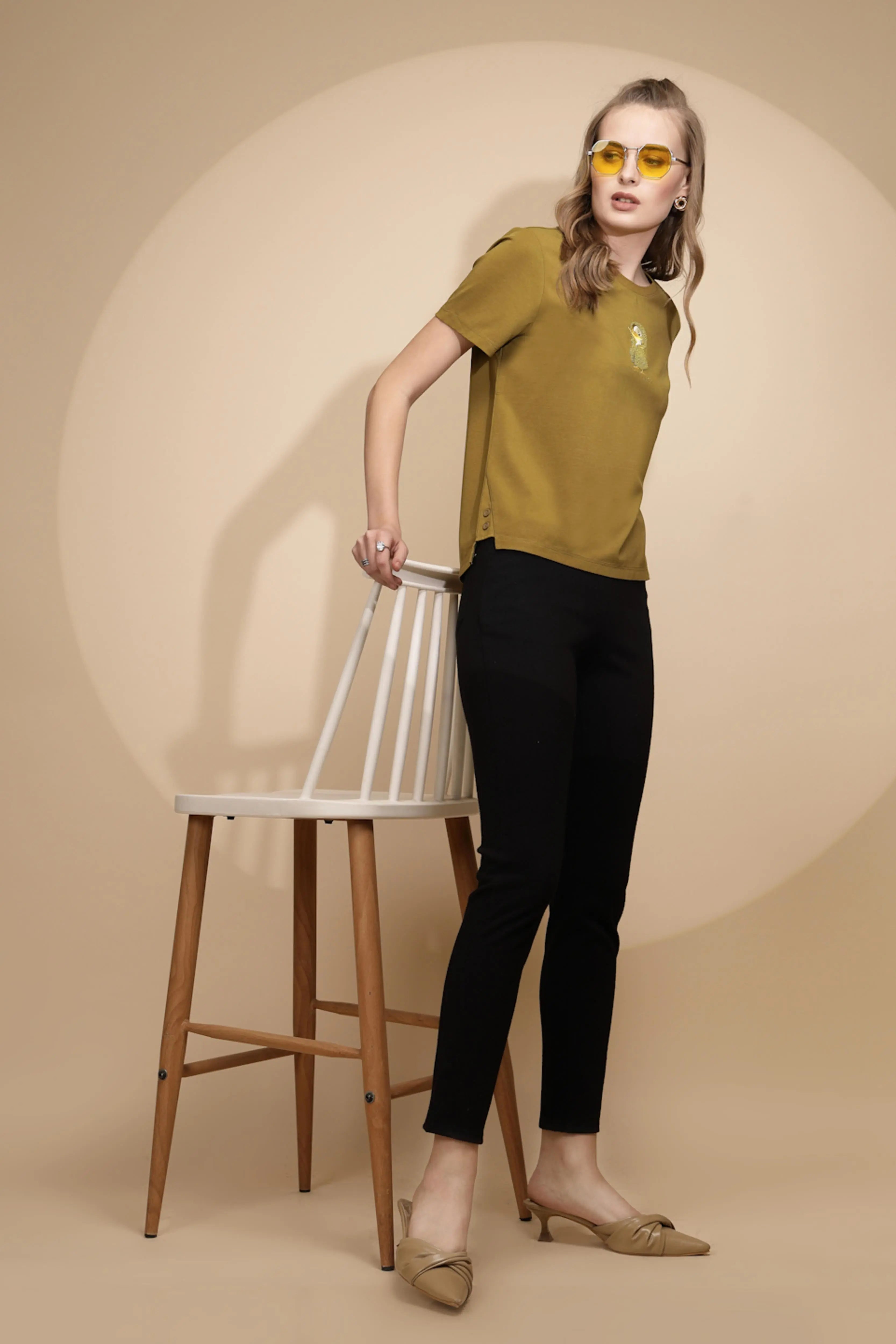 Black Cotton Blend Slim Fit Jegging - Global Republic