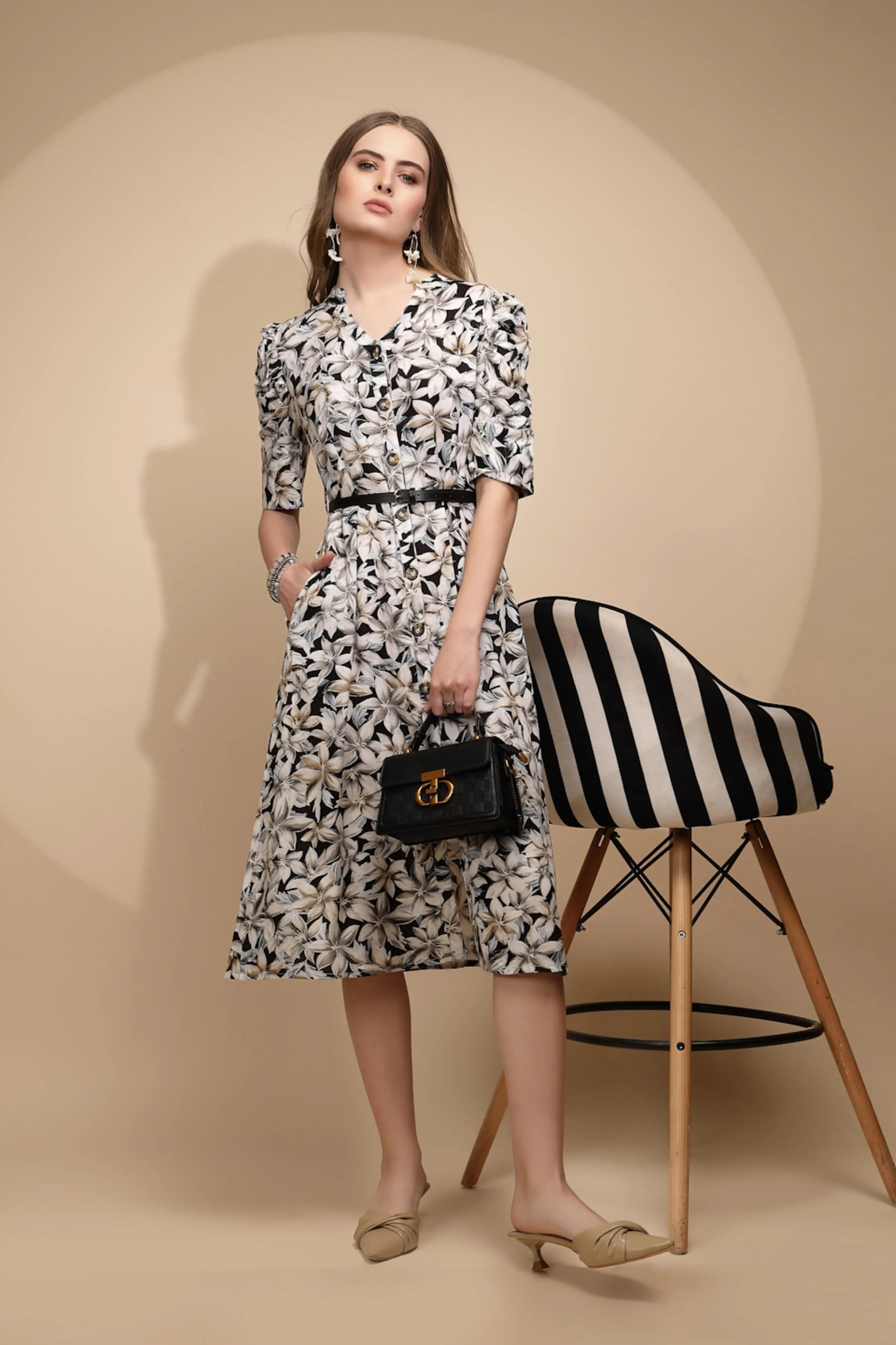 White  Regular Fit Dress For Women - Global Republic