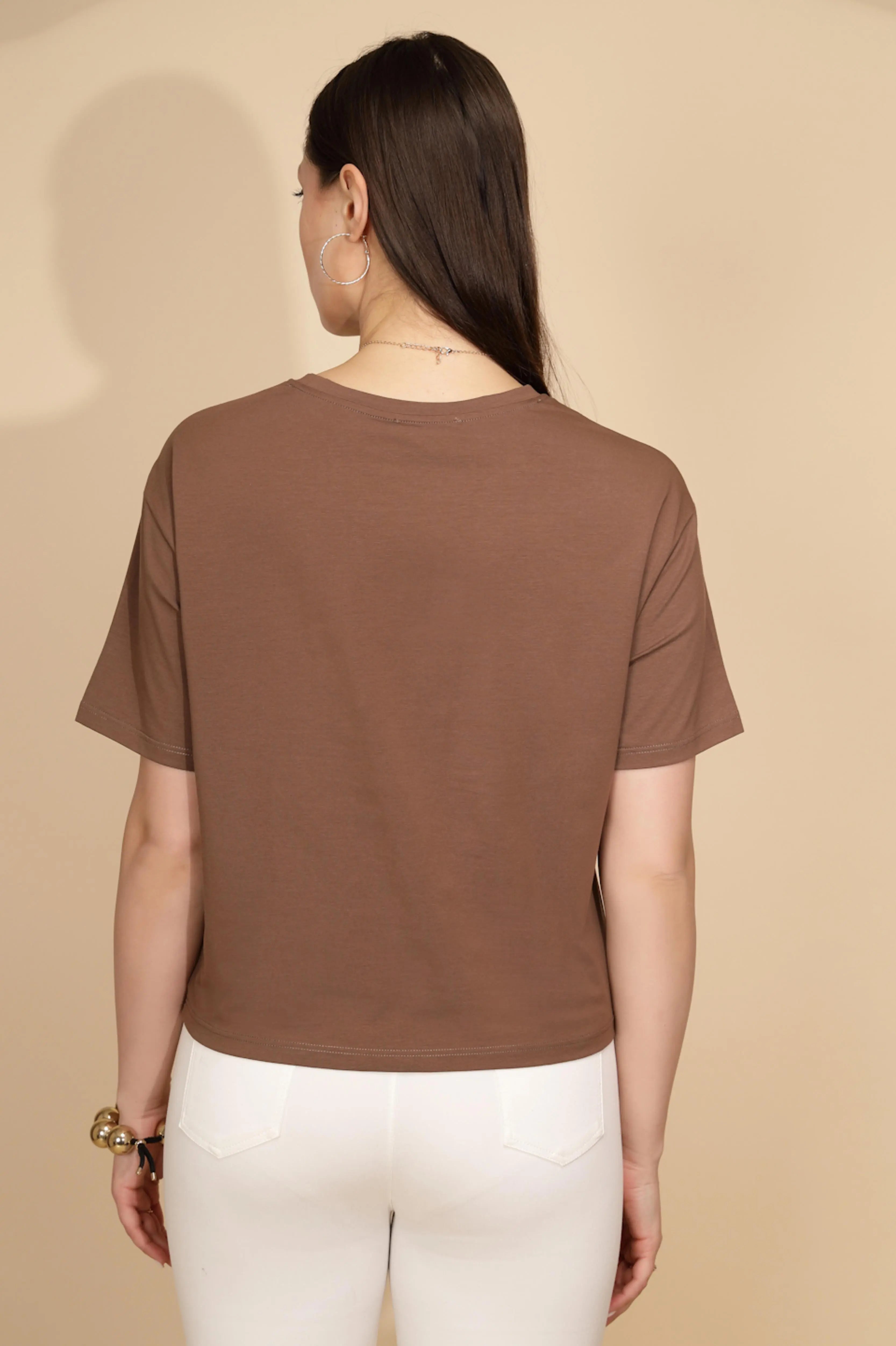Brown Cotton Blend Regular Fit Top - Global Republic