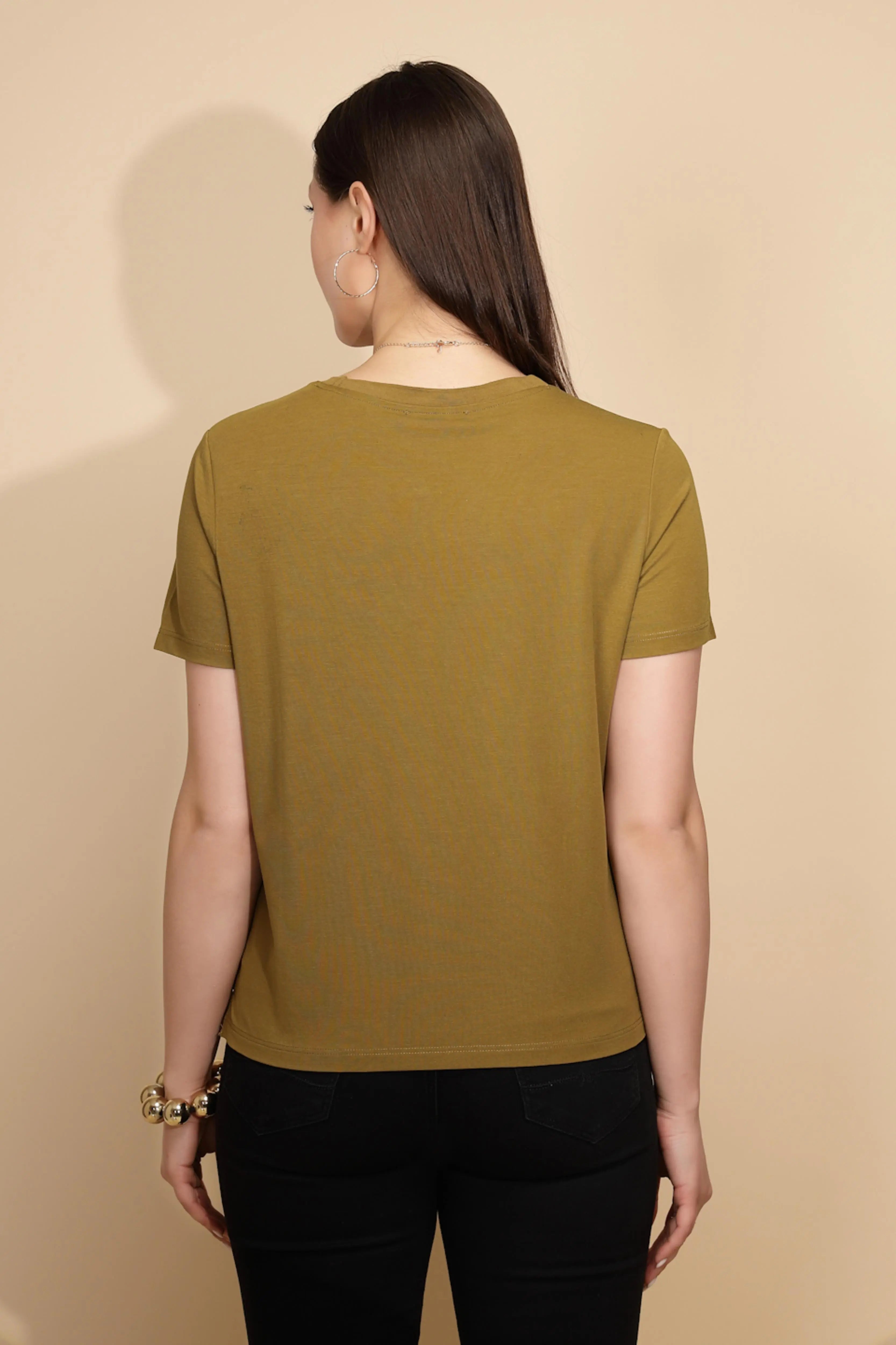 Olive Cotton Blend Regular Fit Top - Global Republic