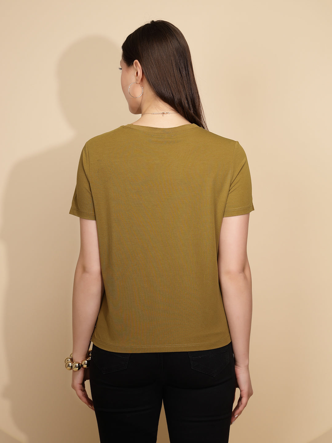 Olive Cotton Blend Regular Fit Top
