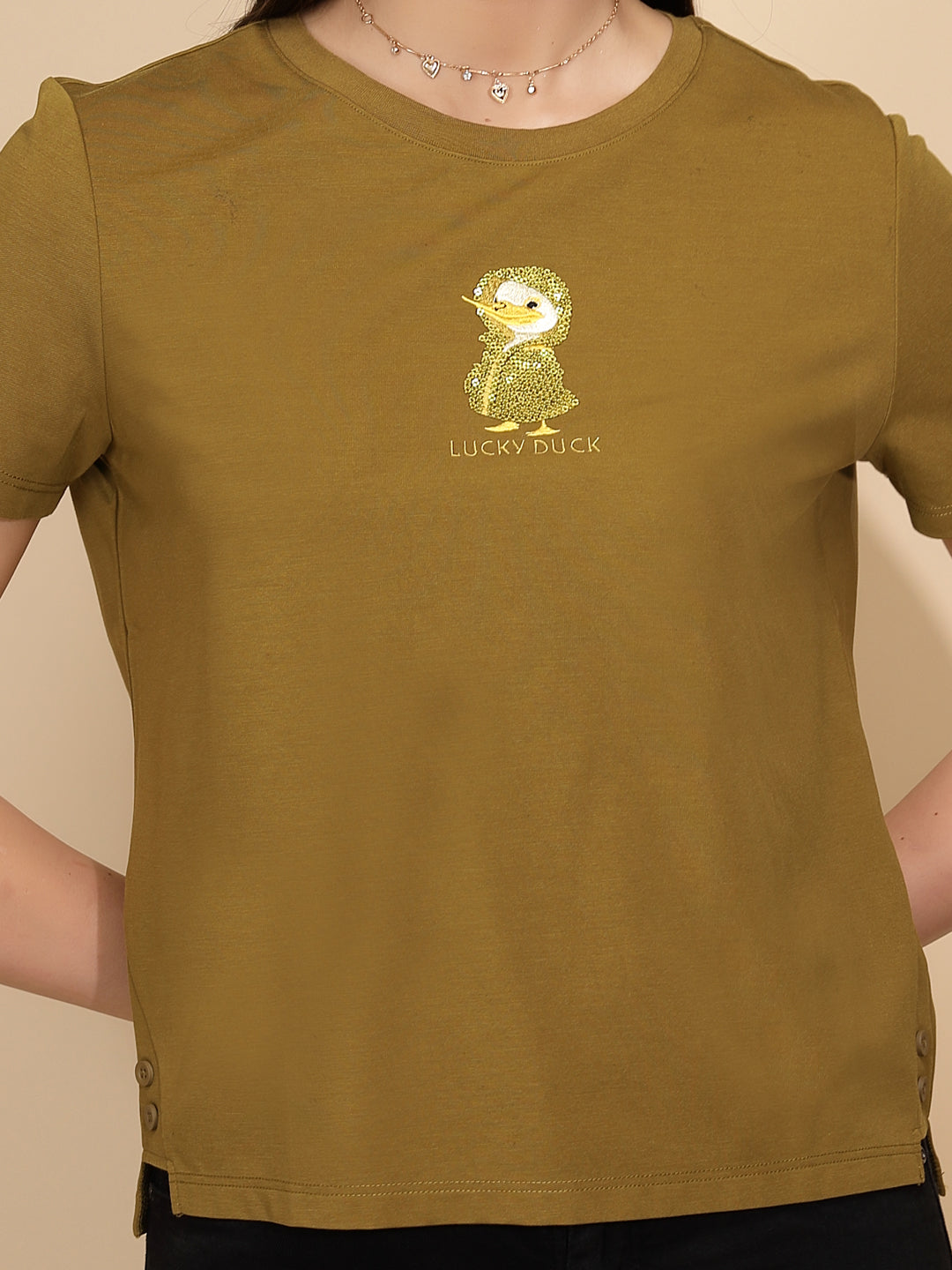 Olive Cotton Blend Regular Fit Top