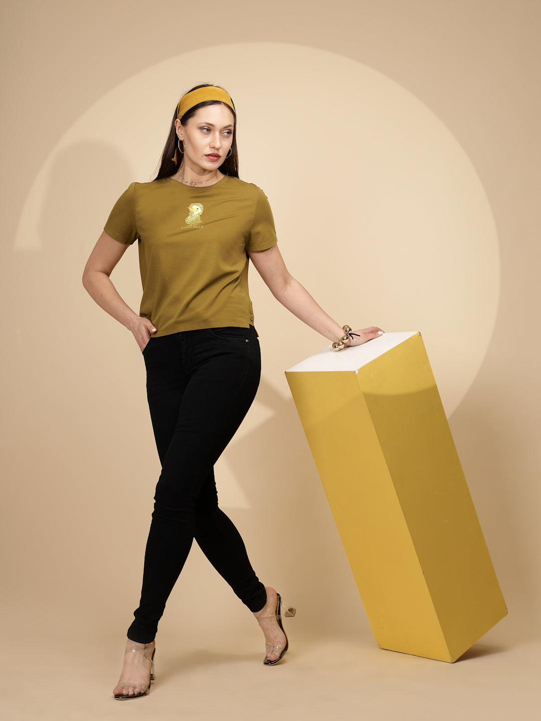 Olive Cotton Blend Regular Fit Top