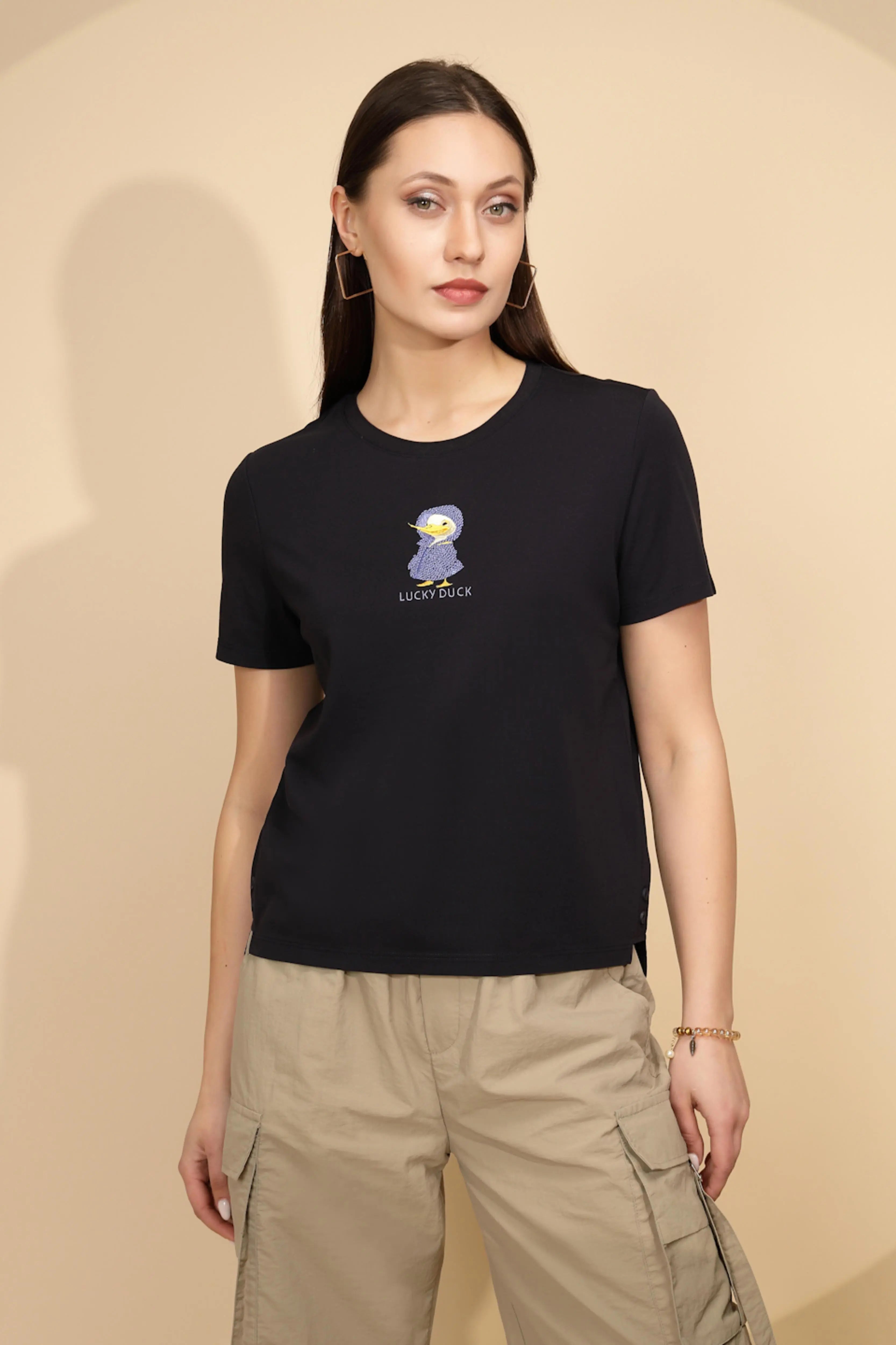 Navy Regular Fit Cotton Blend Top - Global Republic