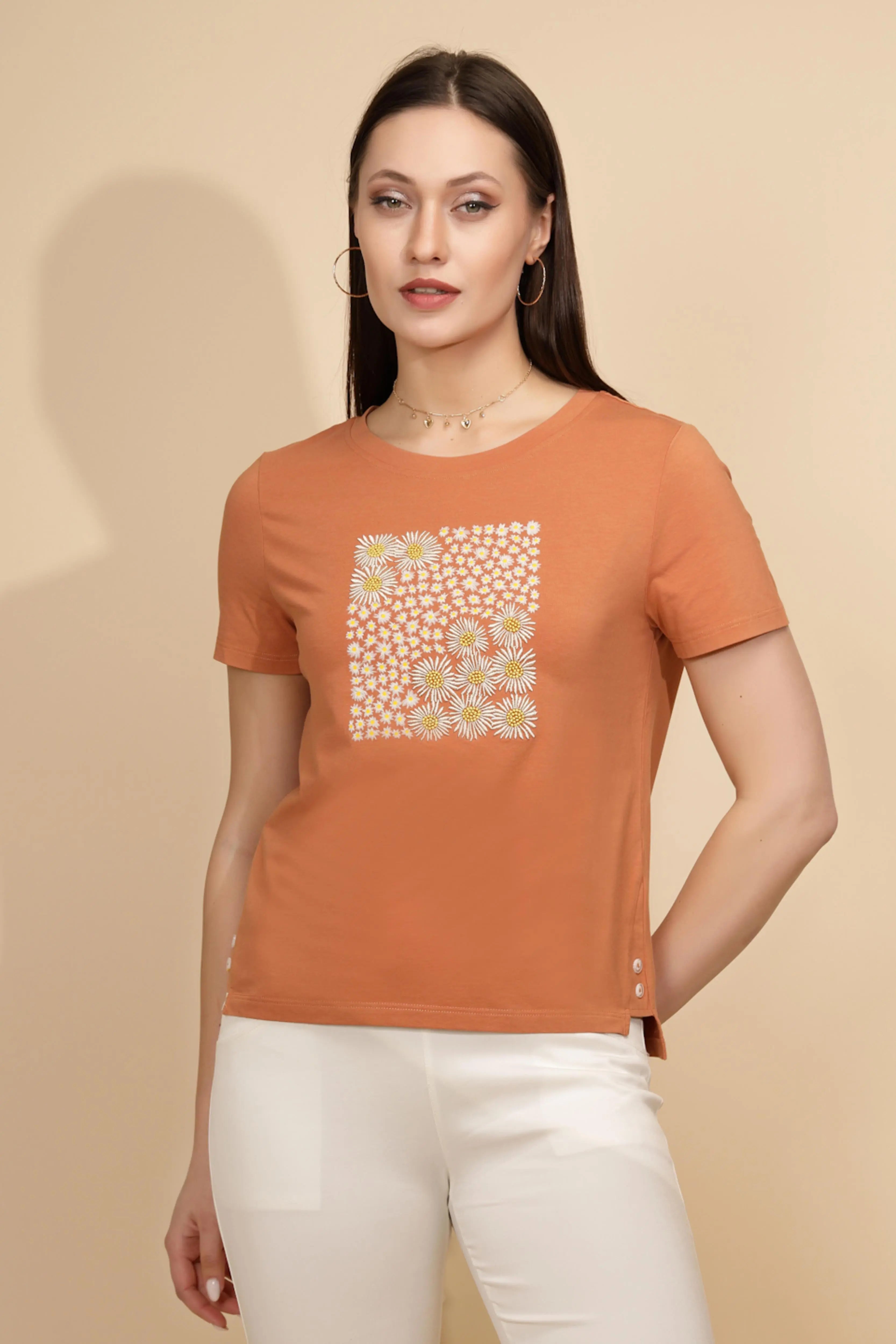 Orange Cotton Regular Fit Top - Global Republic