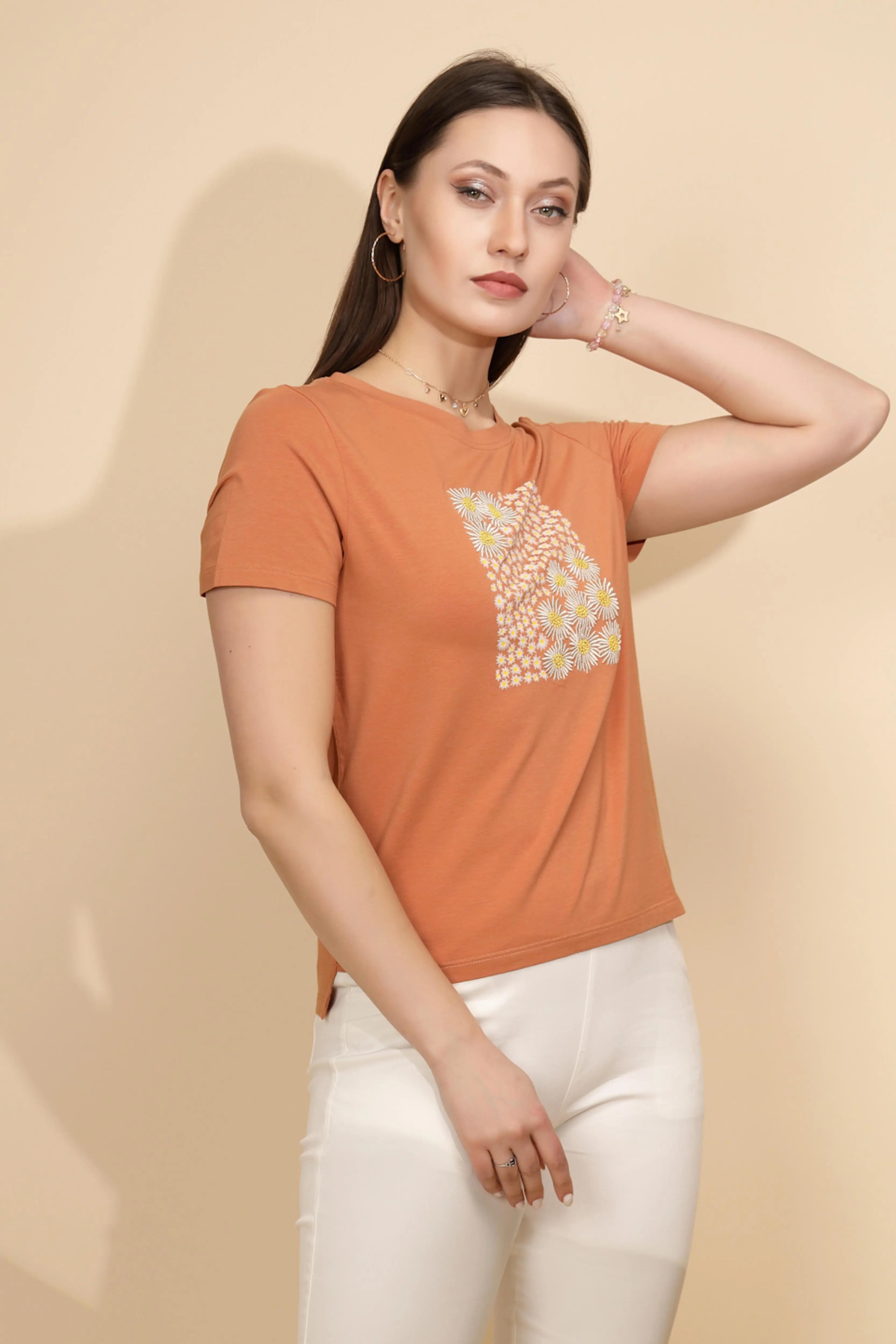 Orange Cotton Regular Fit Top - Global Republic