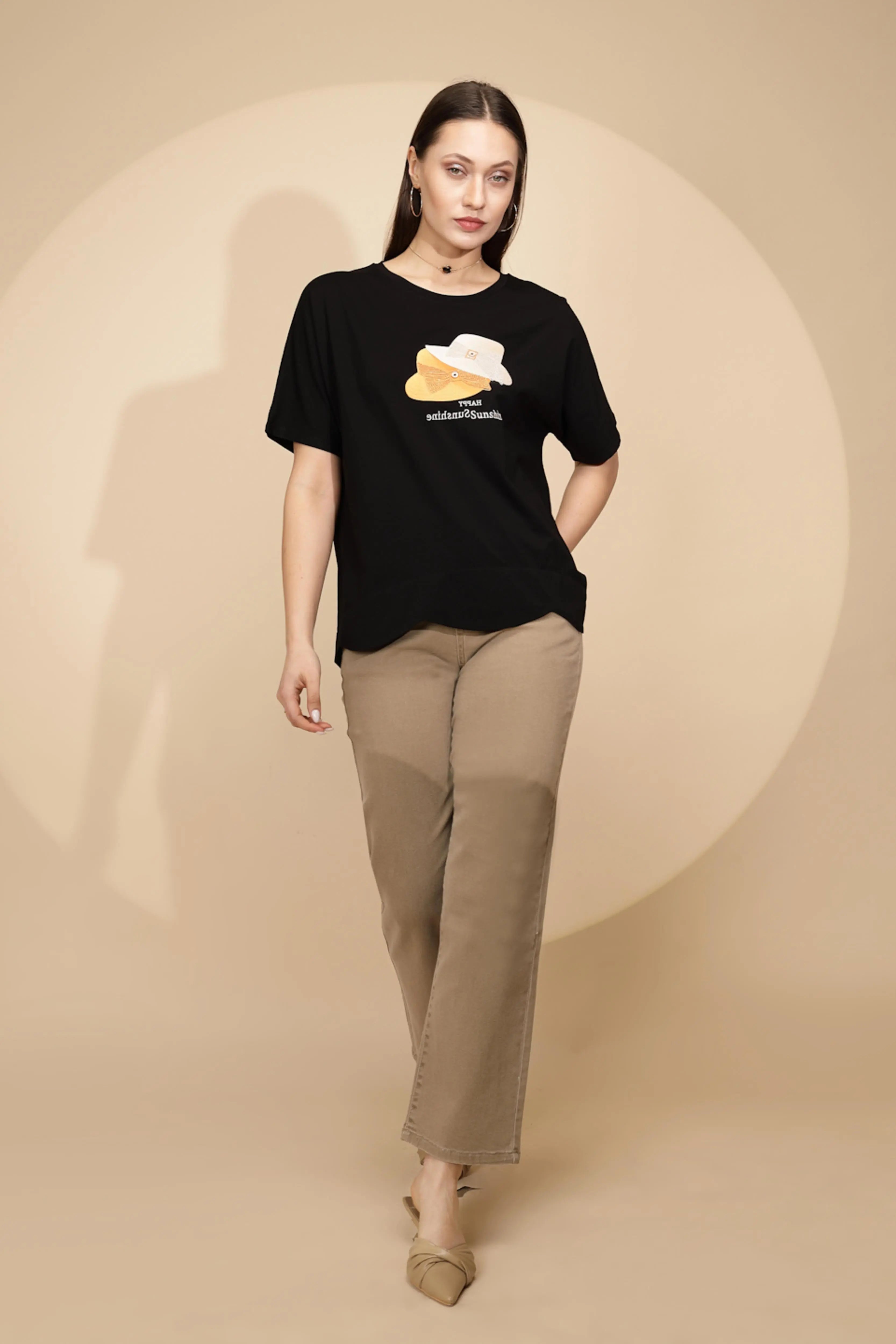 Black Cotton Regular Fit Top - Global Republic