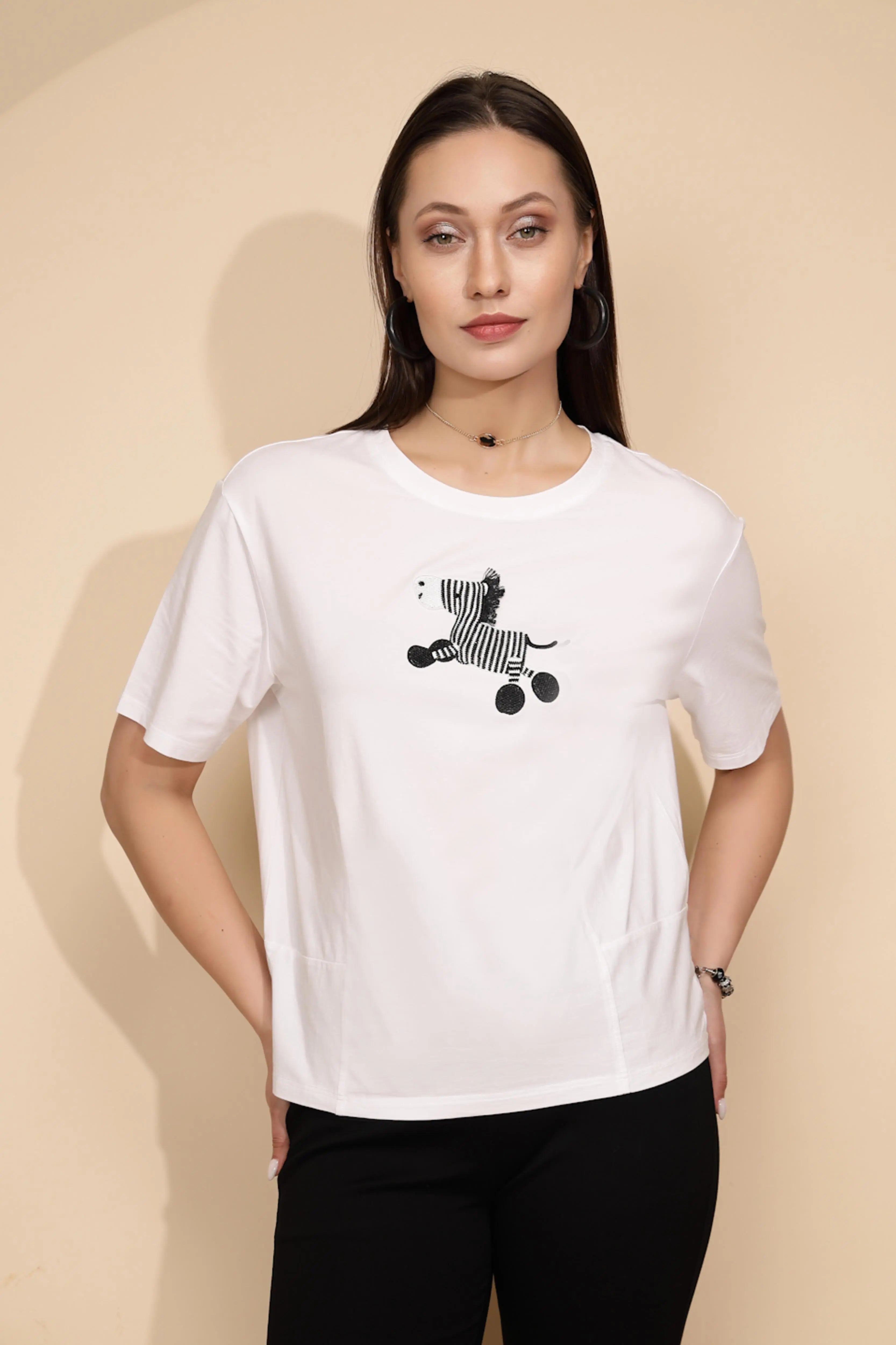 White Cotton Regular Fit Top - Global Republic