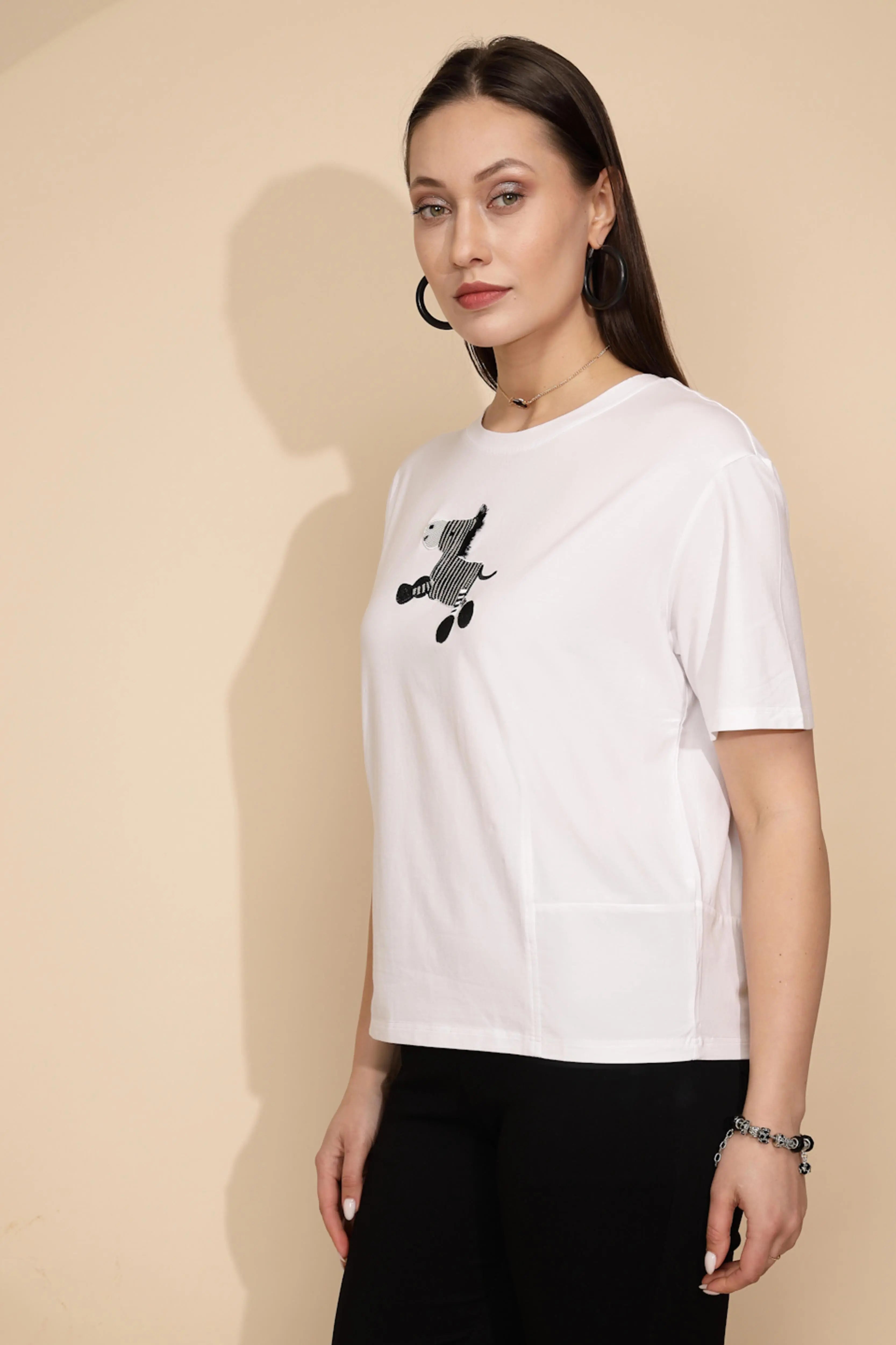 White Cotton Regular Fit Top - Global Republic