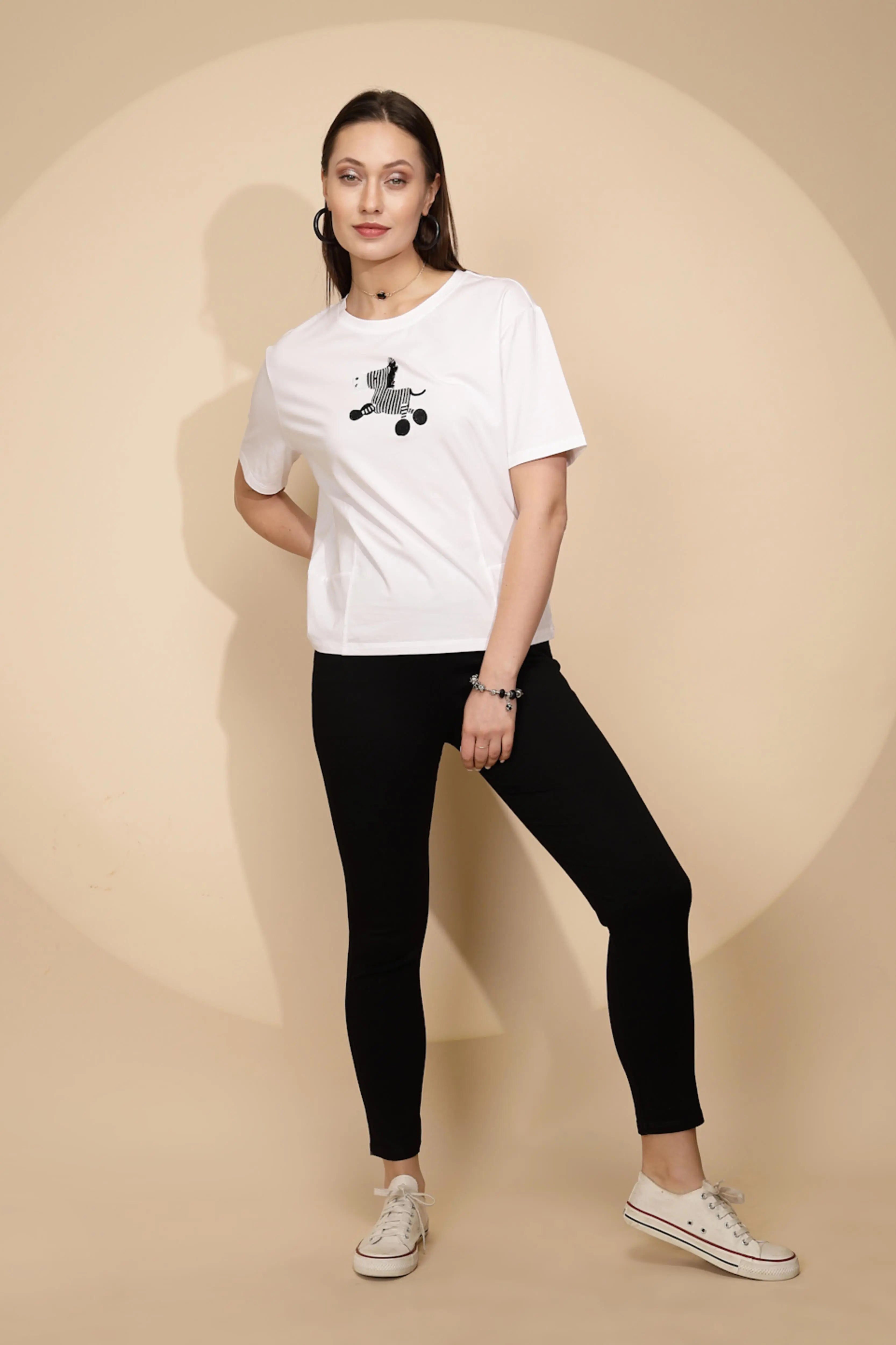 White Cotton Regular Fit Top - Global Republic