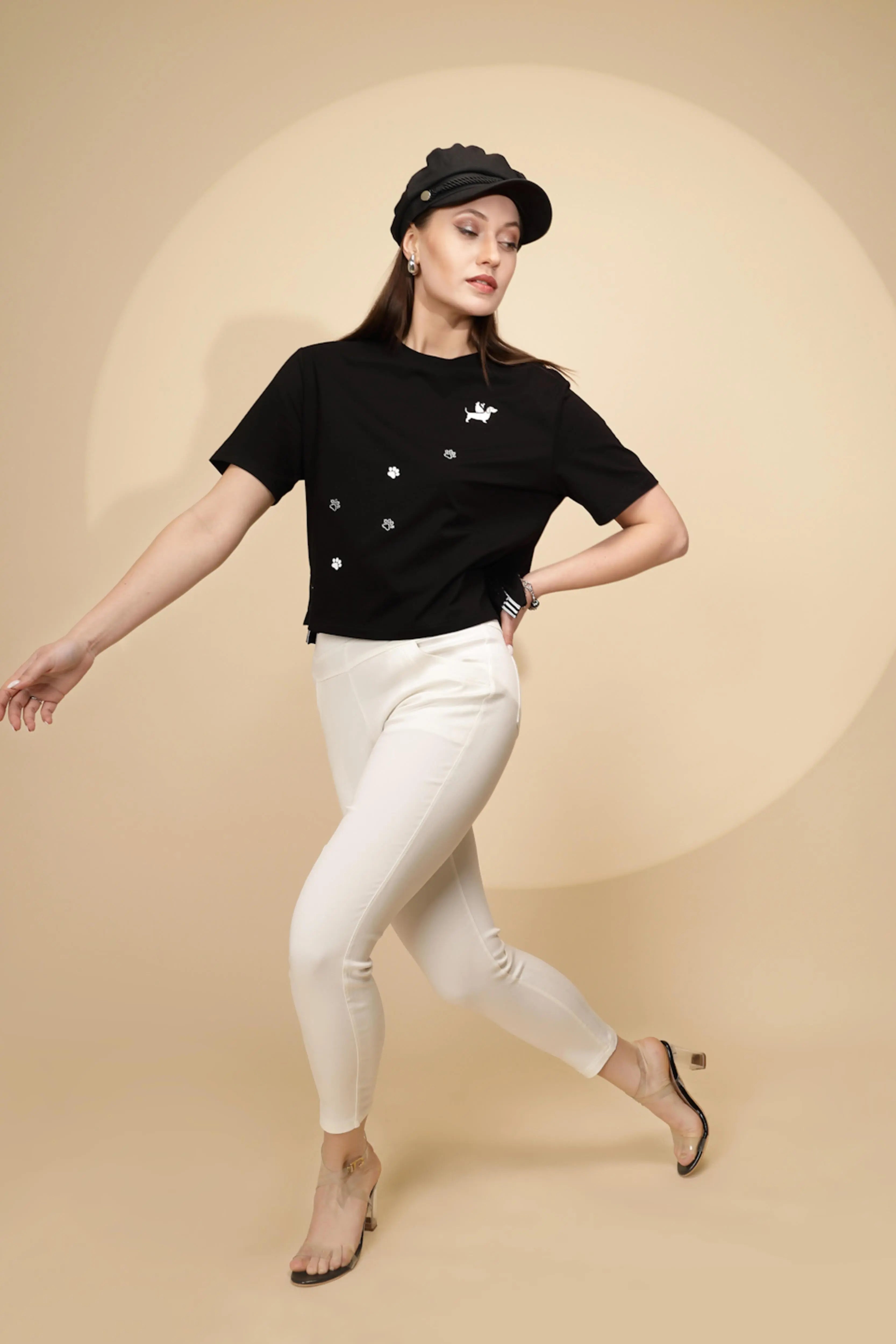 Black Regular Fit Cotton Top - Global Republic