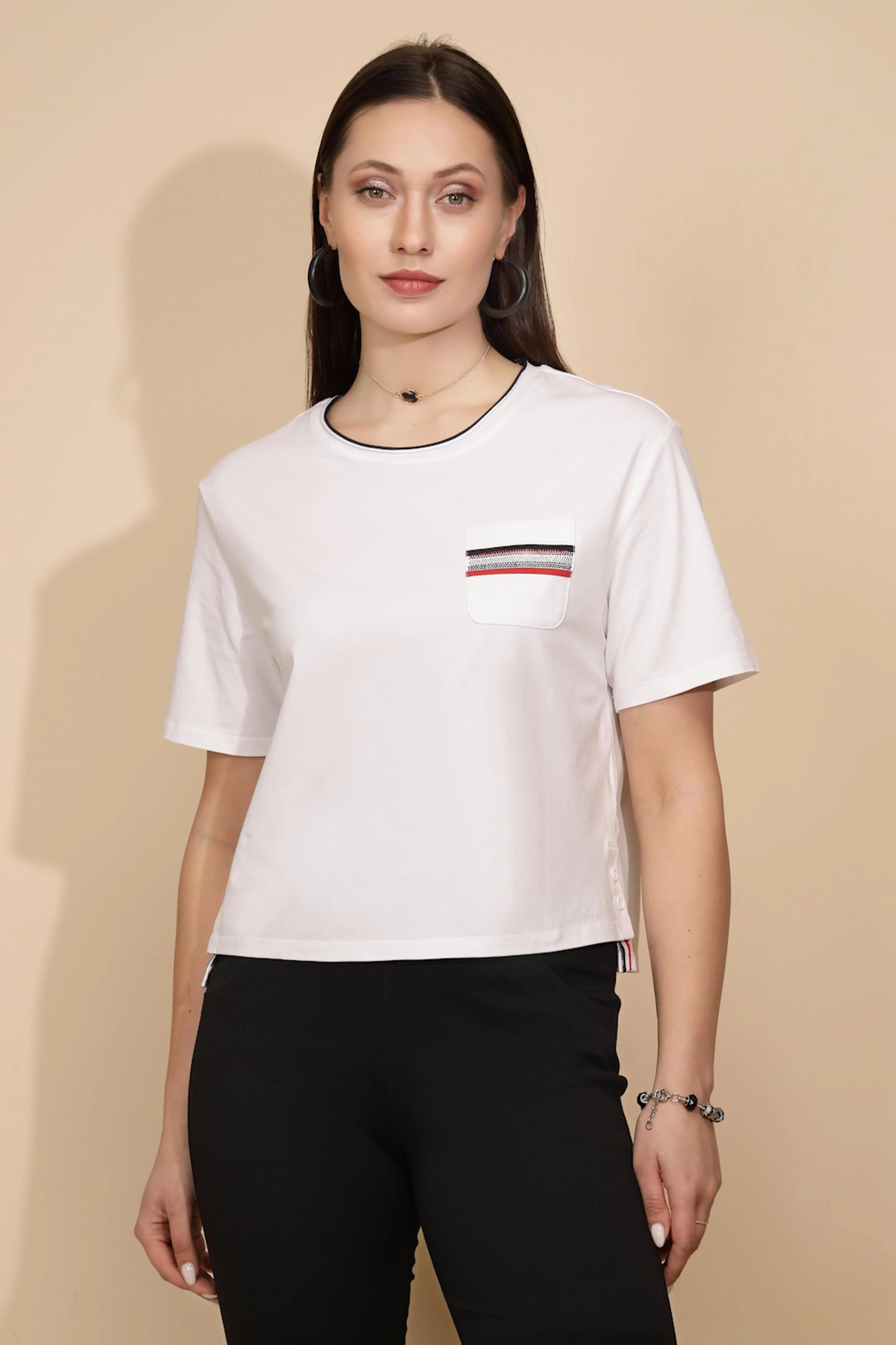 White Cotton Blend Top - Global Republic