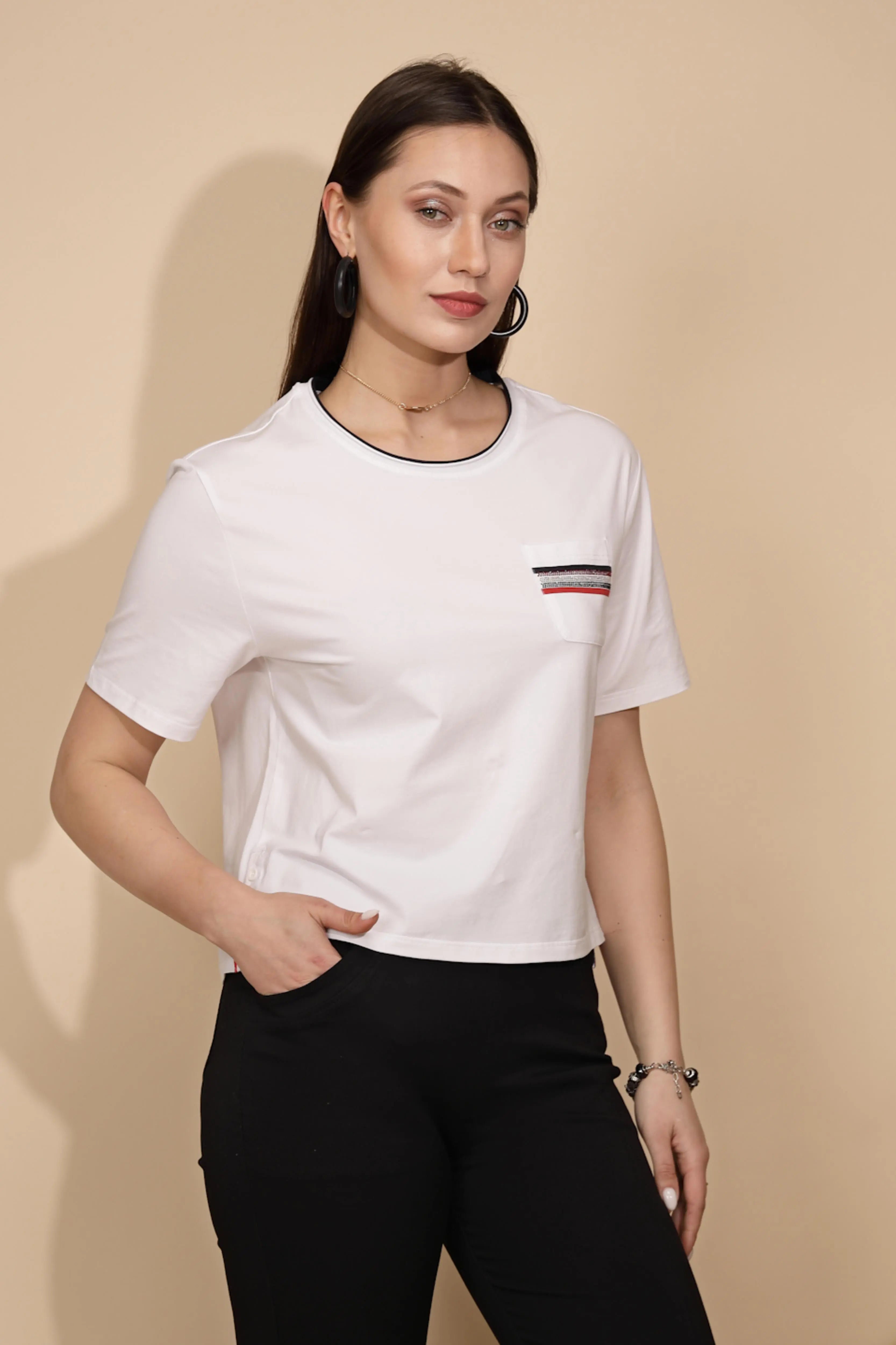 White Cotton Blend Top - Global Republic