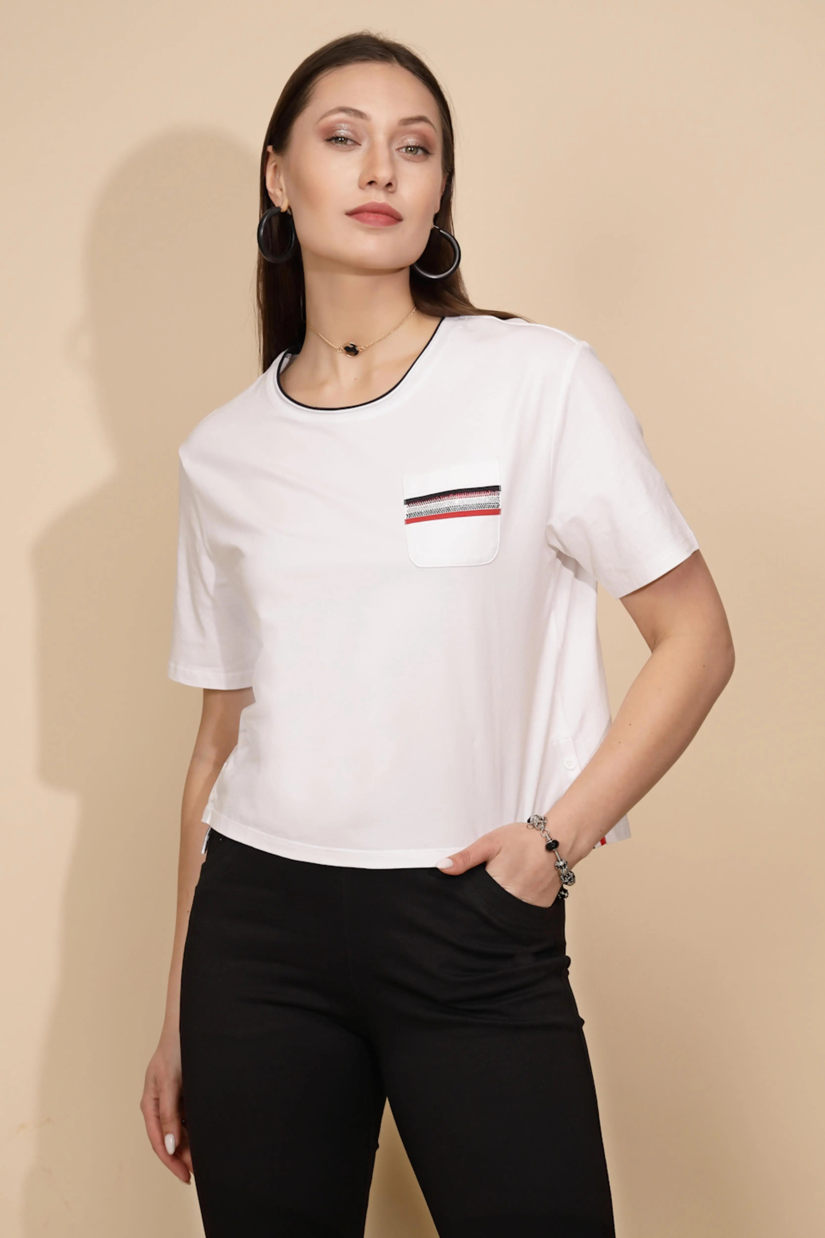 White Cotton Blend Top - Global Republic