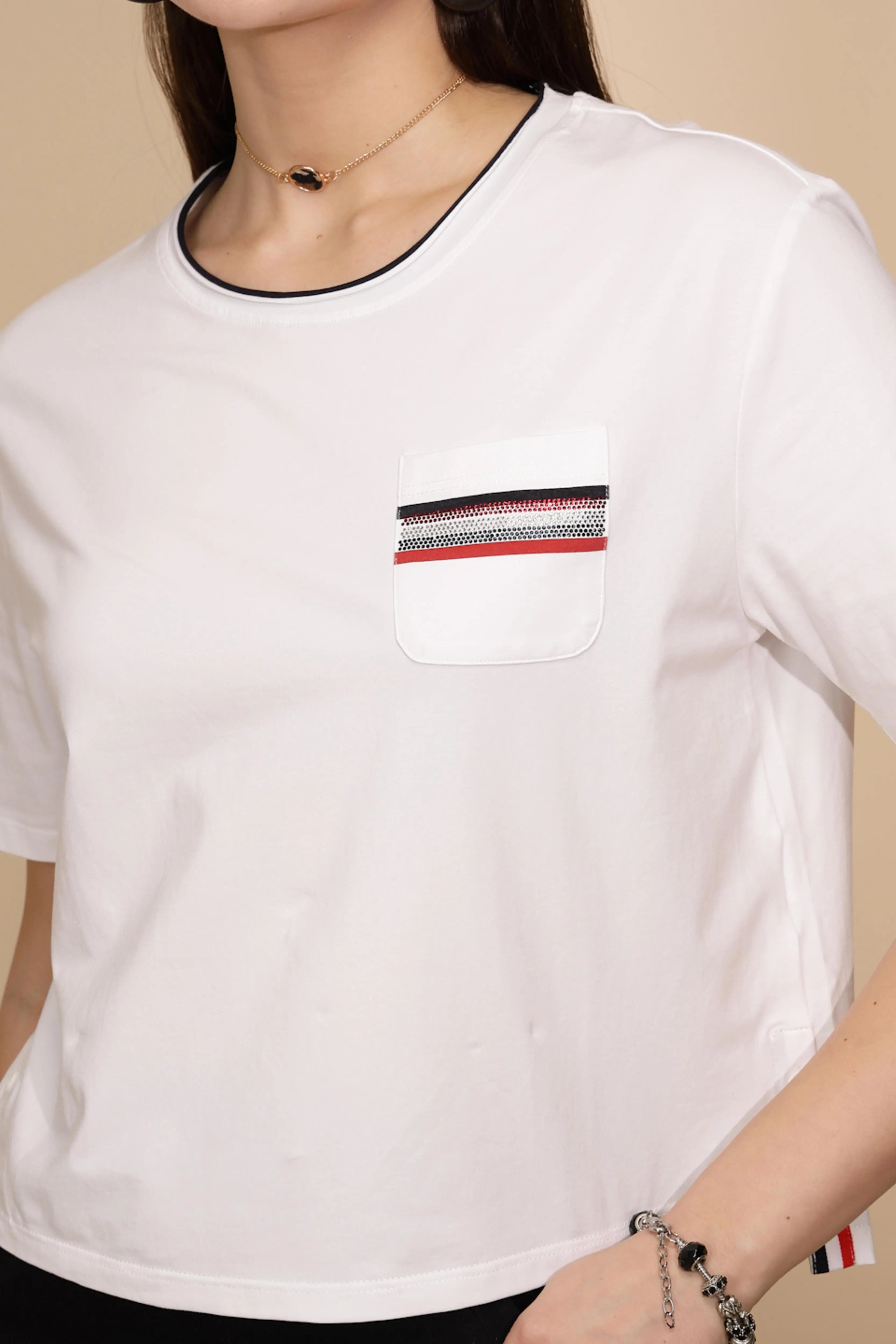 White Cotton Blend Top - Global Republic