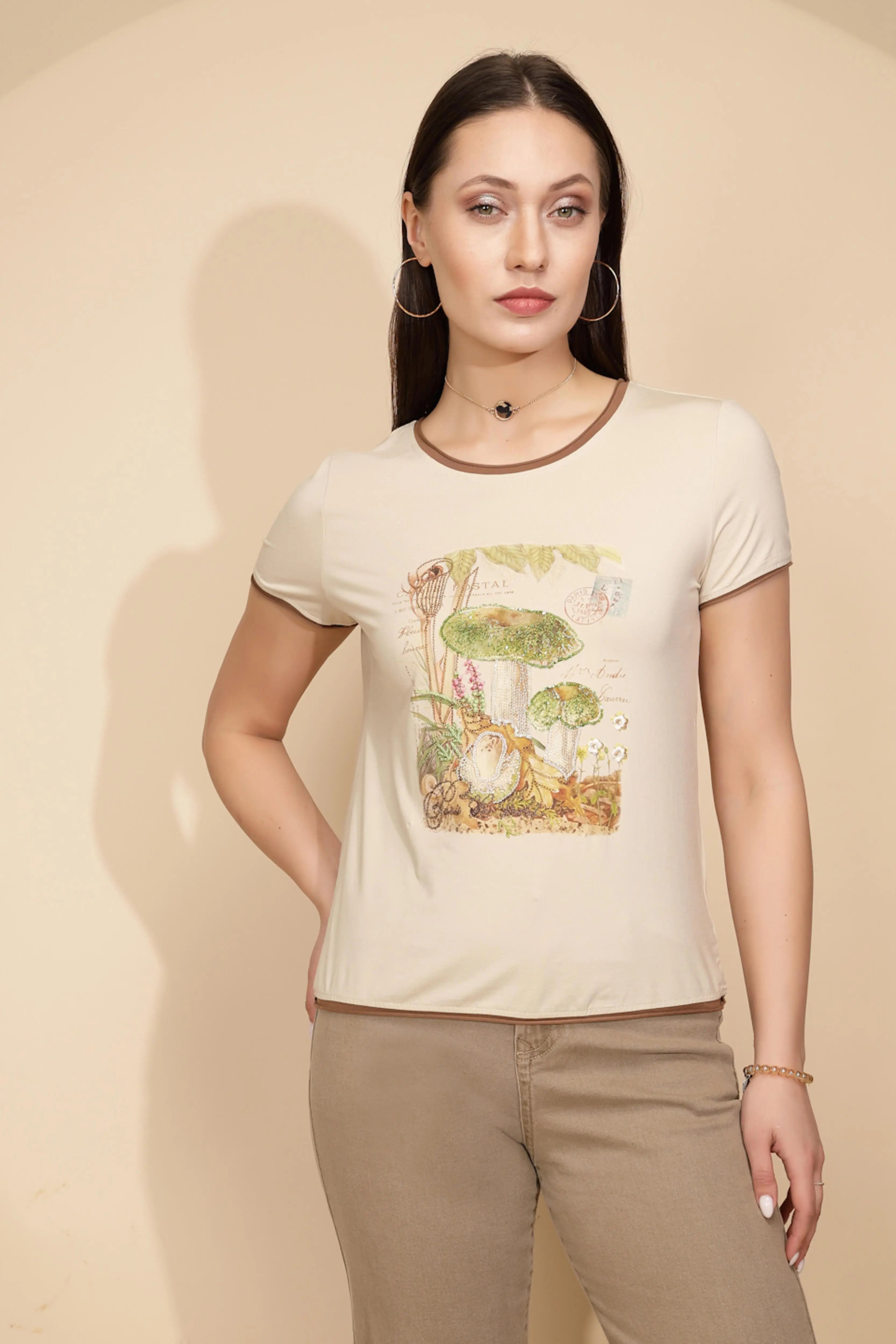 Beige Cotton Regular Fit Top - Global Republic