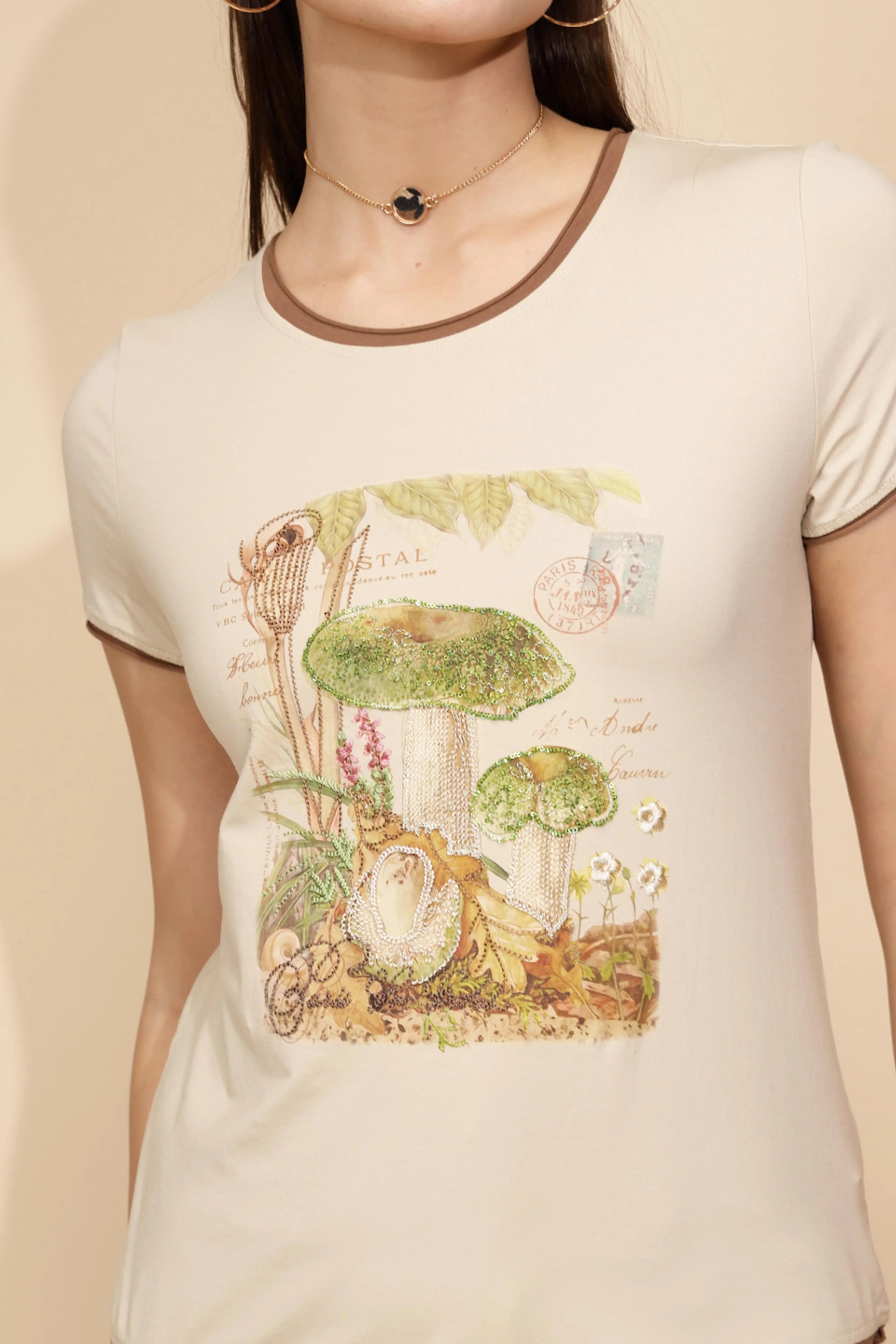 Beige Cotton Regular Fit Top - Global Republic