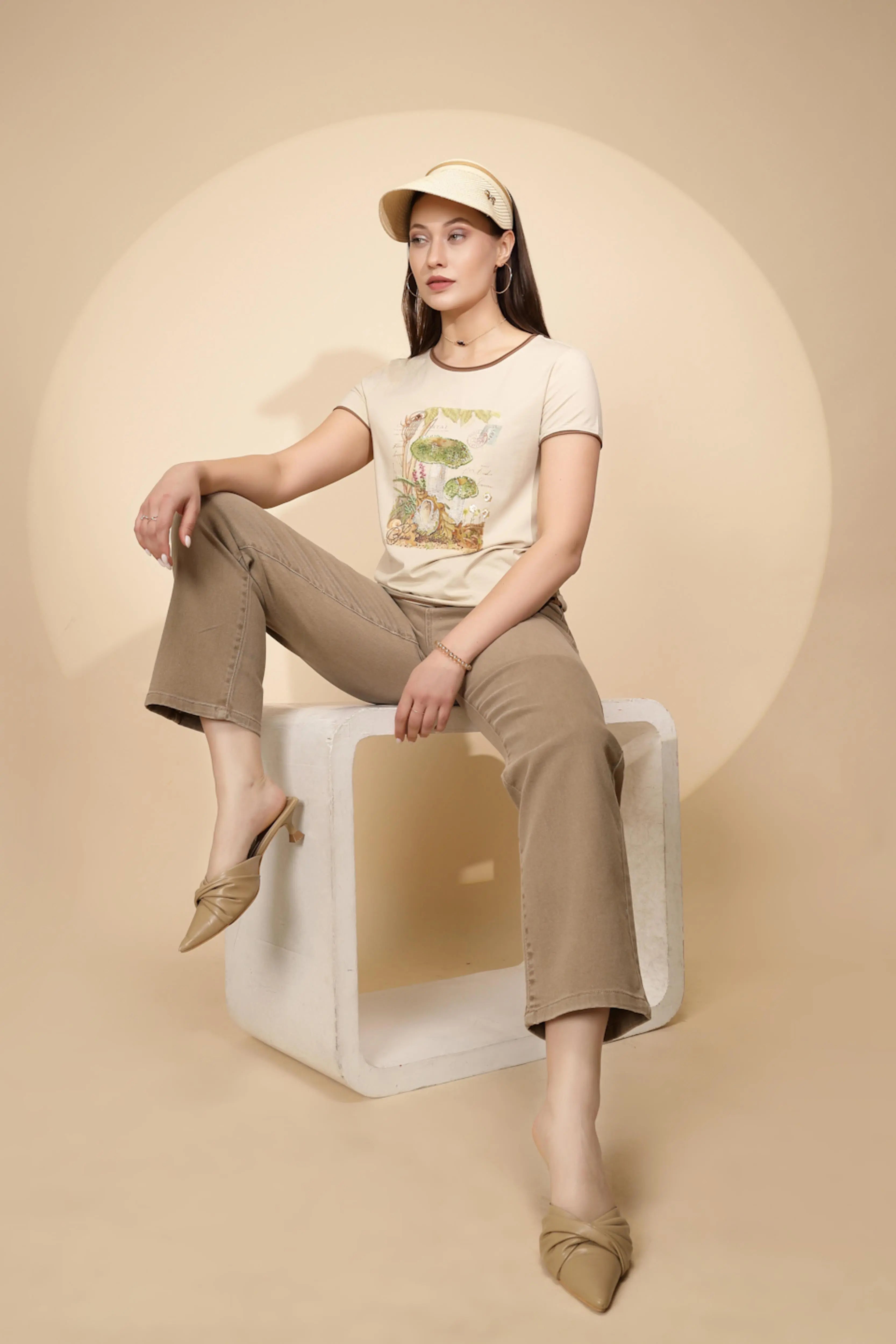 Beige Cotton Regular Fit Top - Global Republic