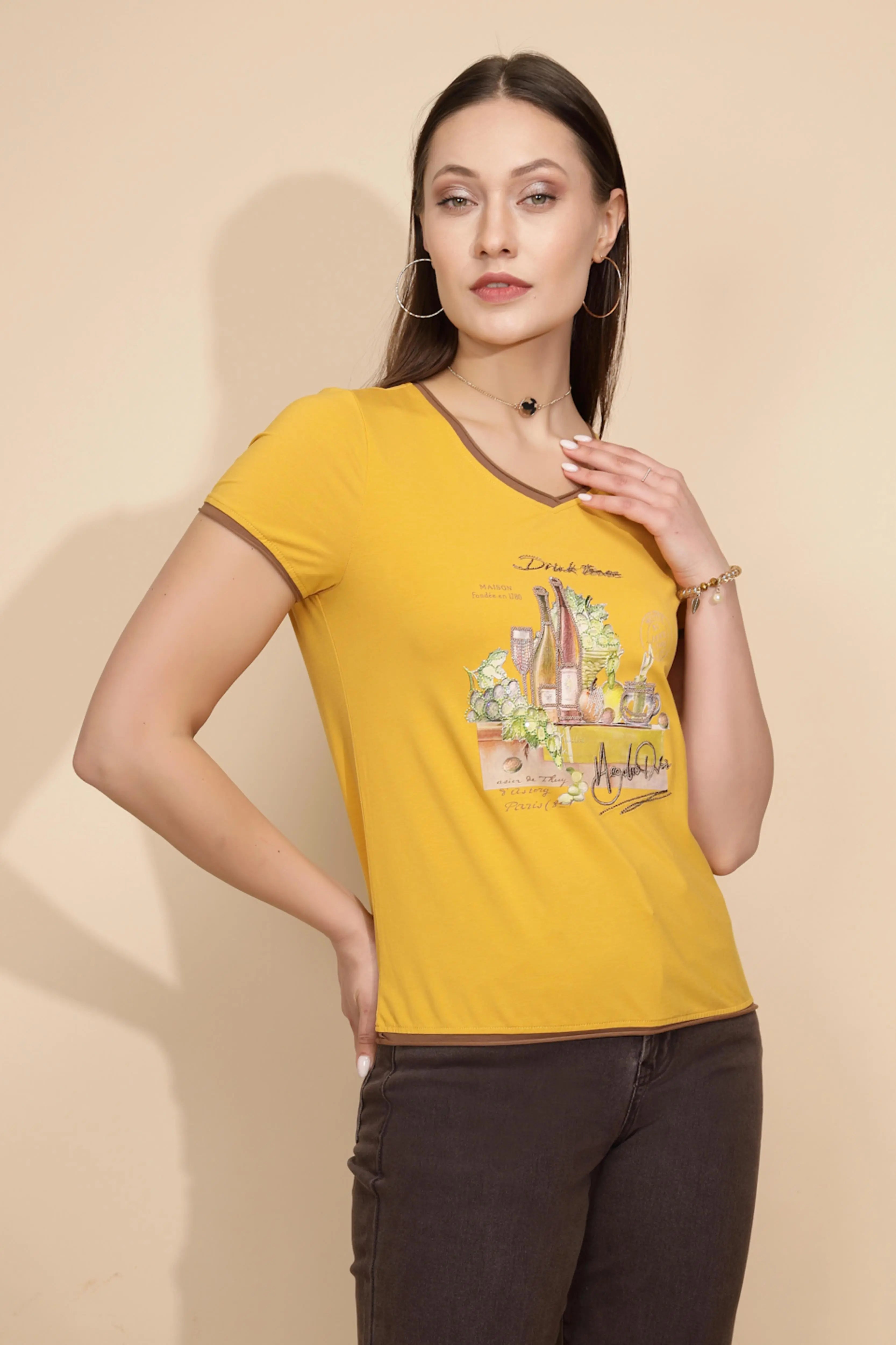 Mustard Cotton Blend Regular Fit Top - Global Republic