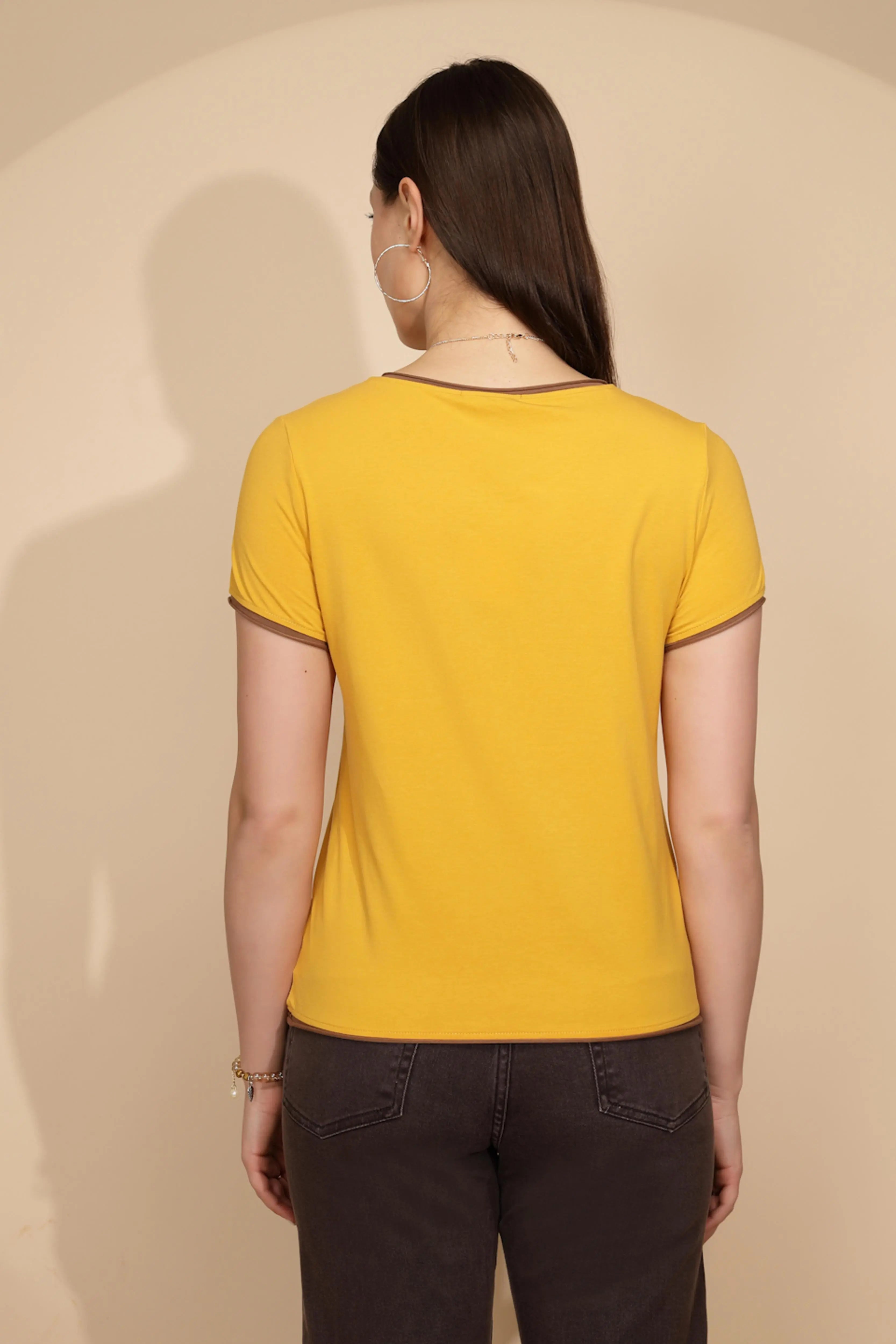 Mustard Cotton Blend Regular Fit Top - Global Republic