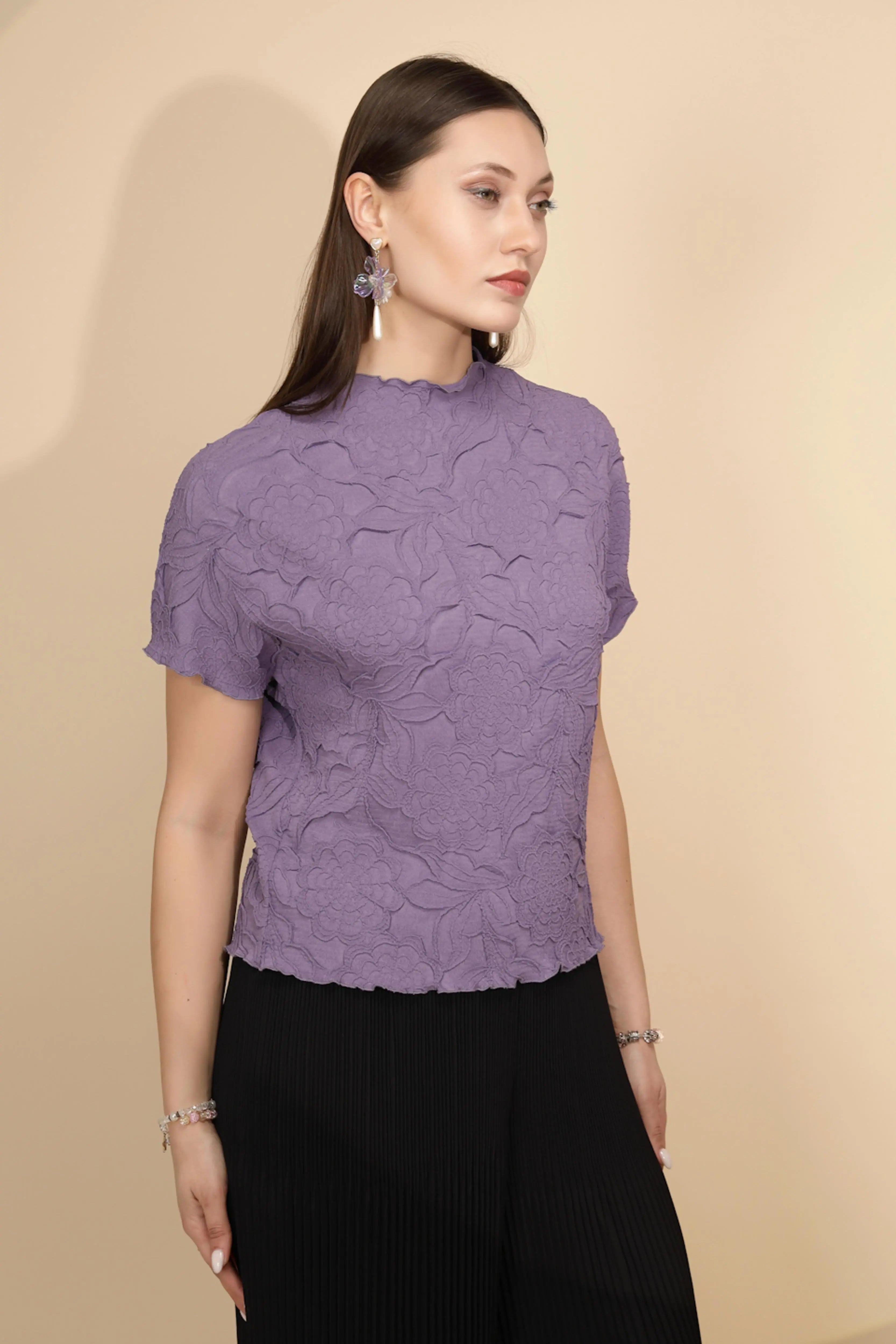 Mauve Cotton Regular Fit Top - Global Republic