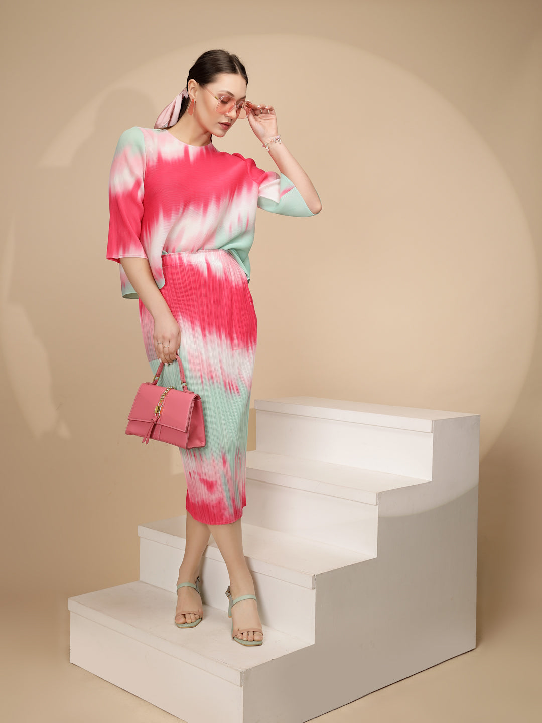 Multicolor Poly Blend Co-ord Set