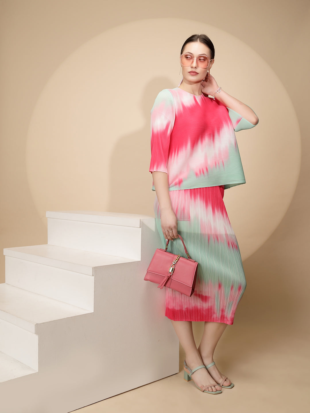 Multicolor Poly Blend Co-ord Set