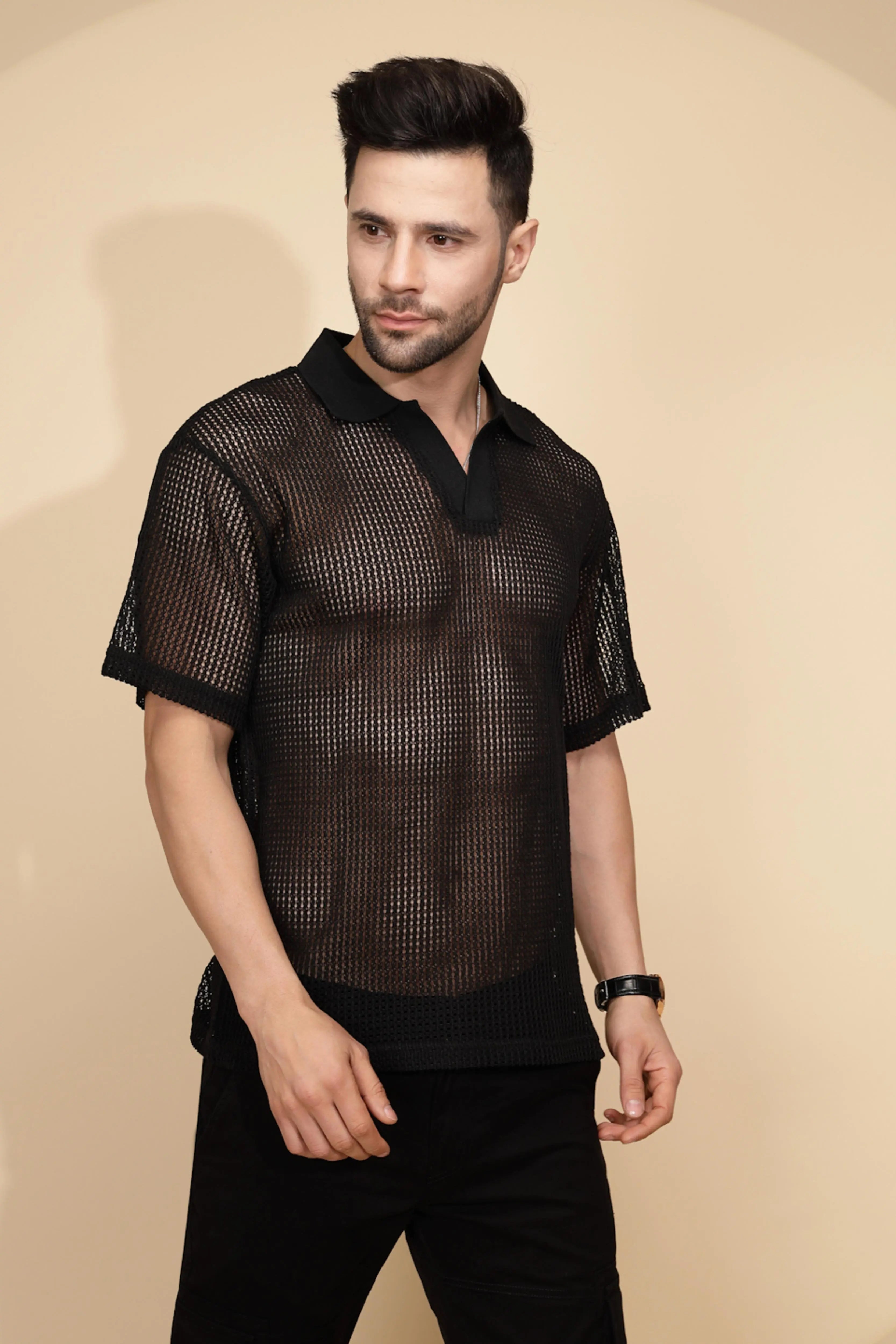 Black cotton Regular Fit T-Shirt - Global Republic