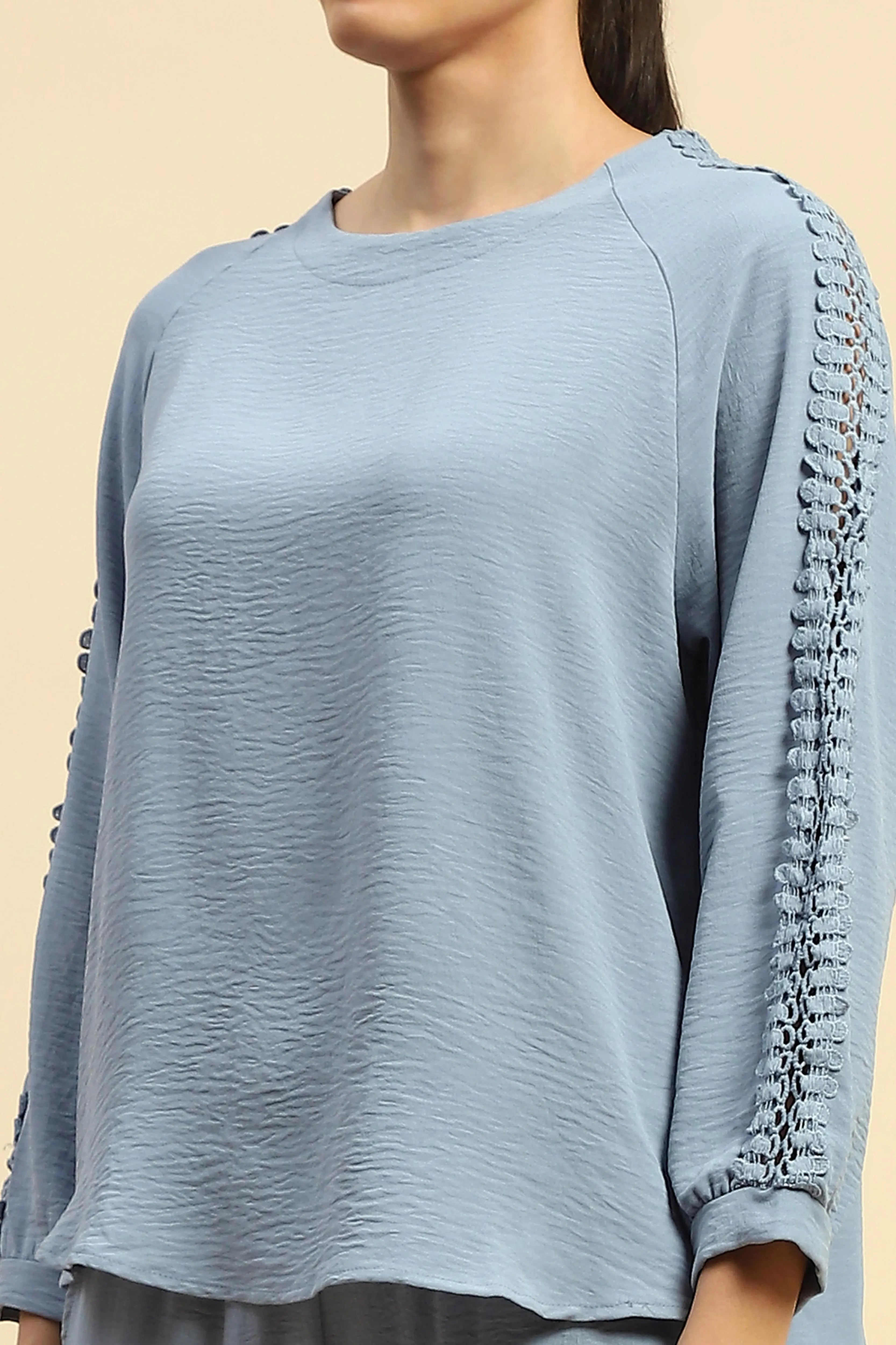 Blue  Rayon Relaxed Fit Night Suit For Women - Global Republic