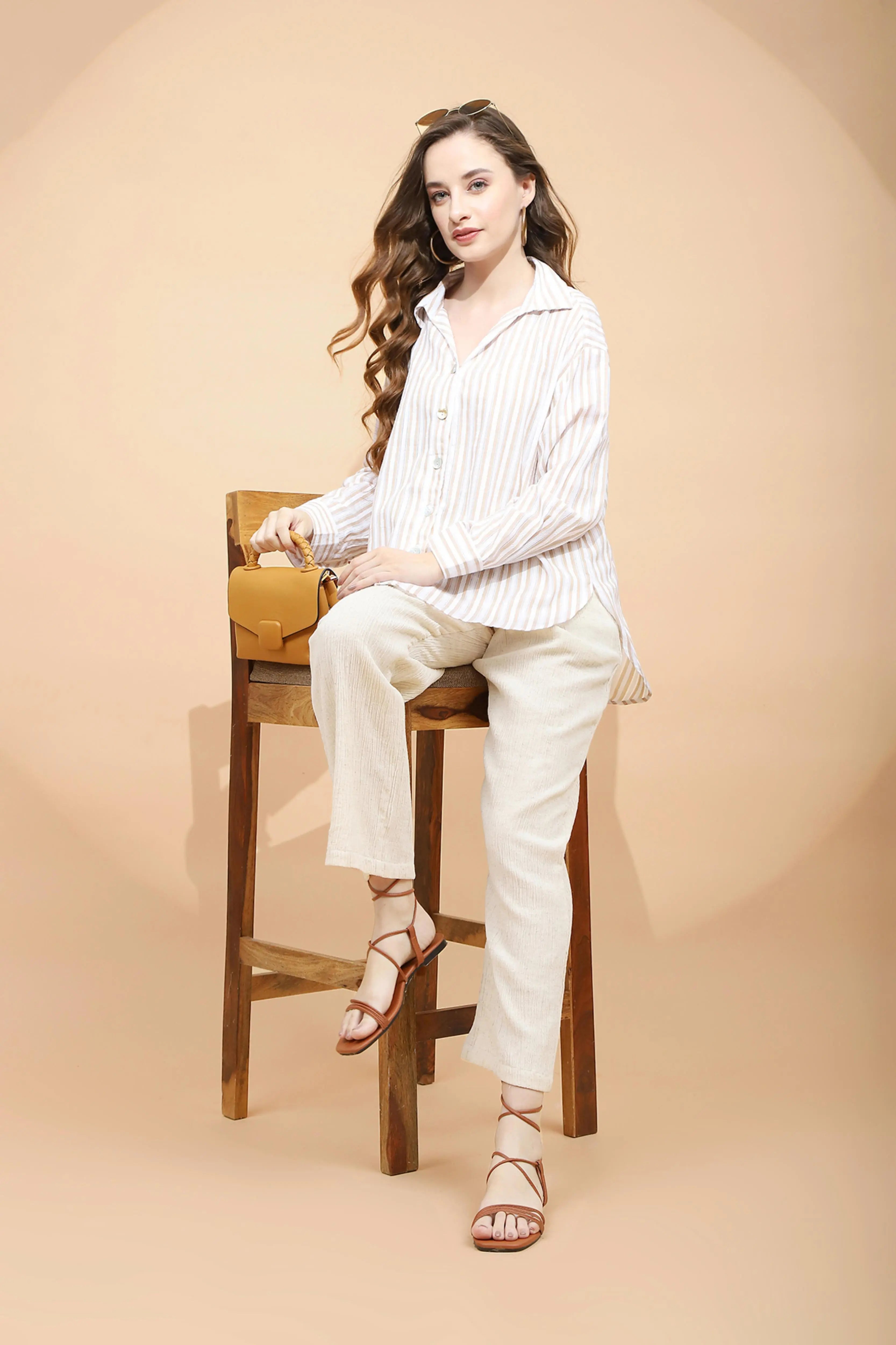 Beige Linen Relaxed Fit Lower - Global Republic