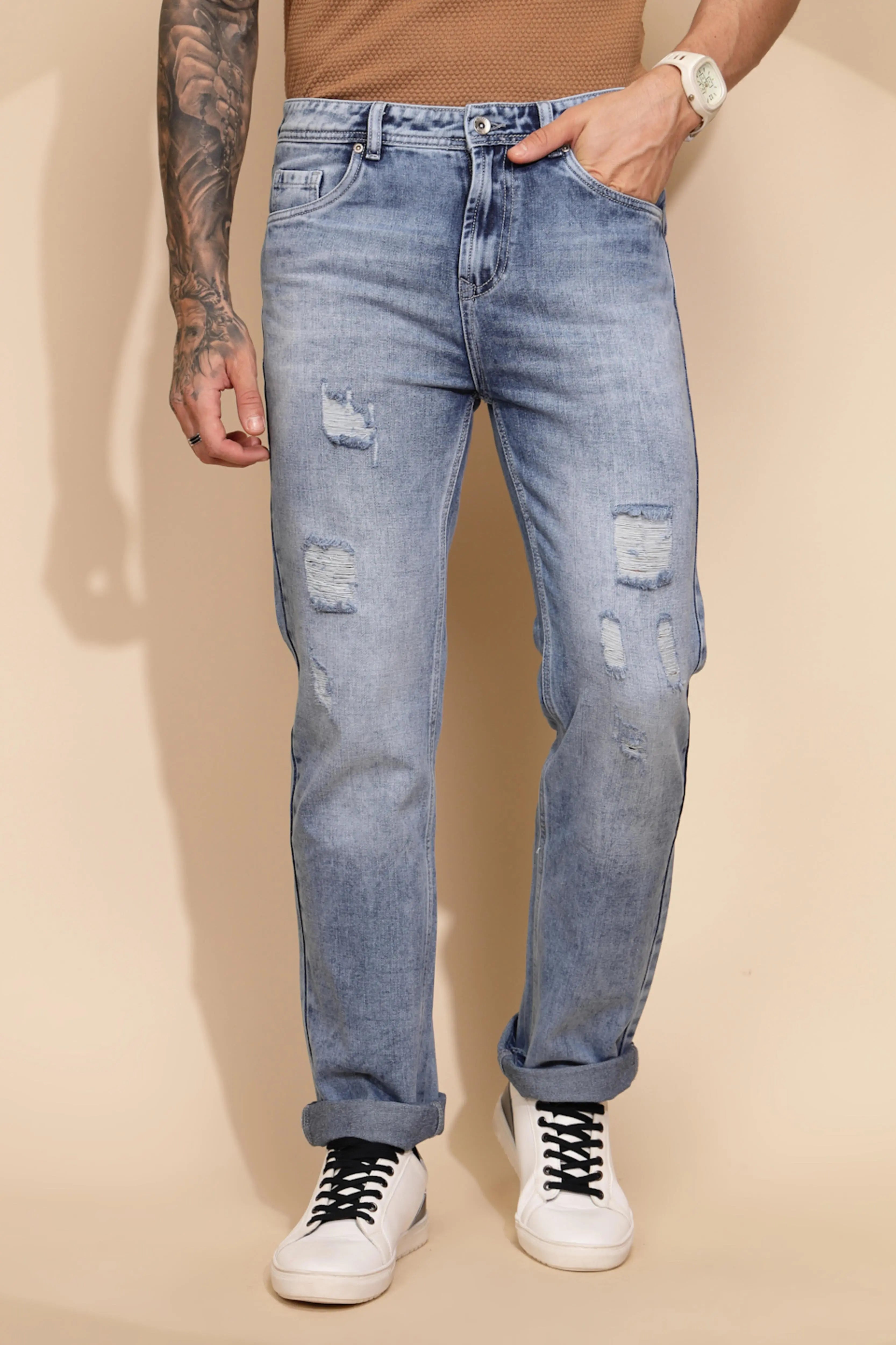 Blue Cotton Blend Jeans - Global Republic