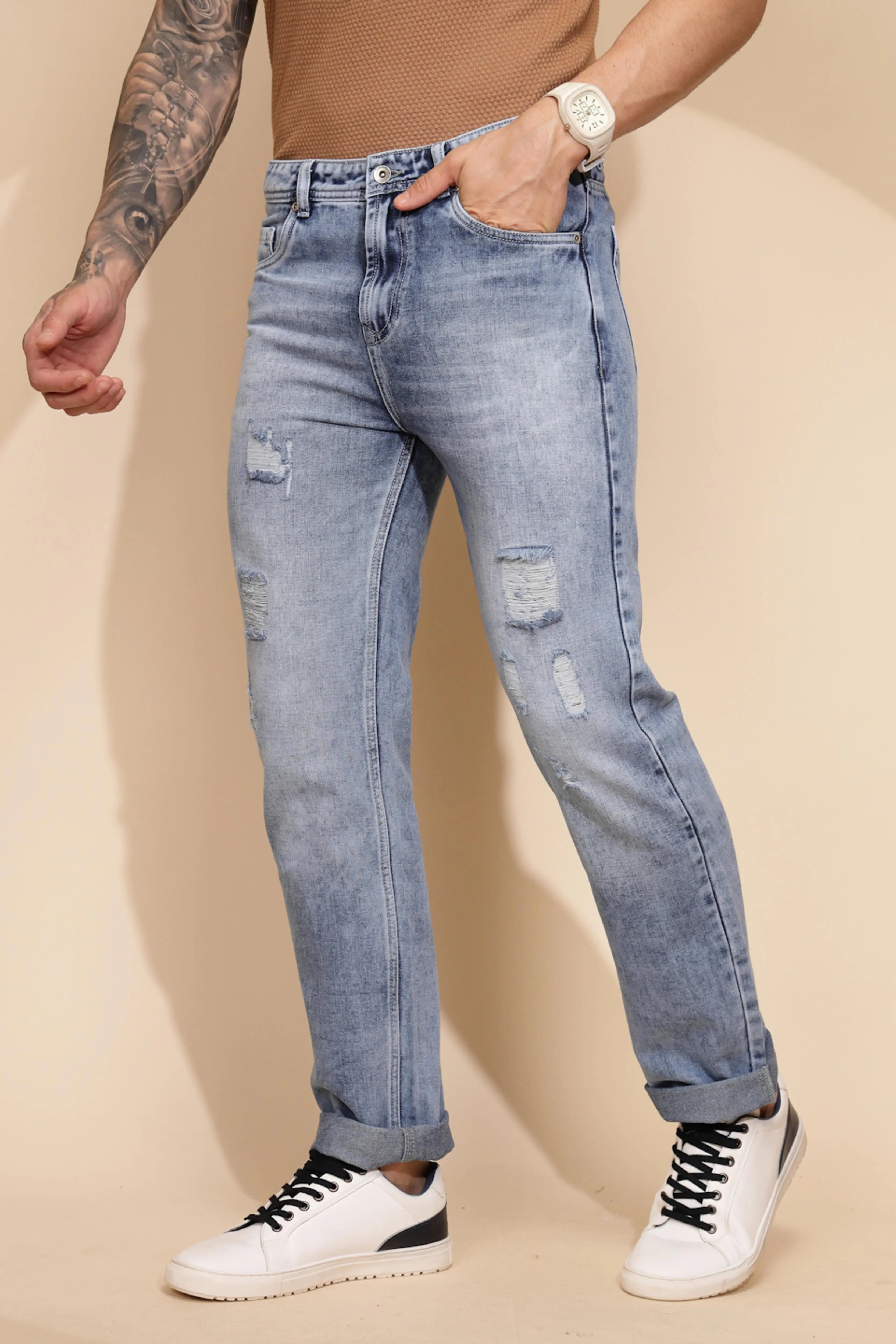Blue Cotton Blend Jeans - Global Republic