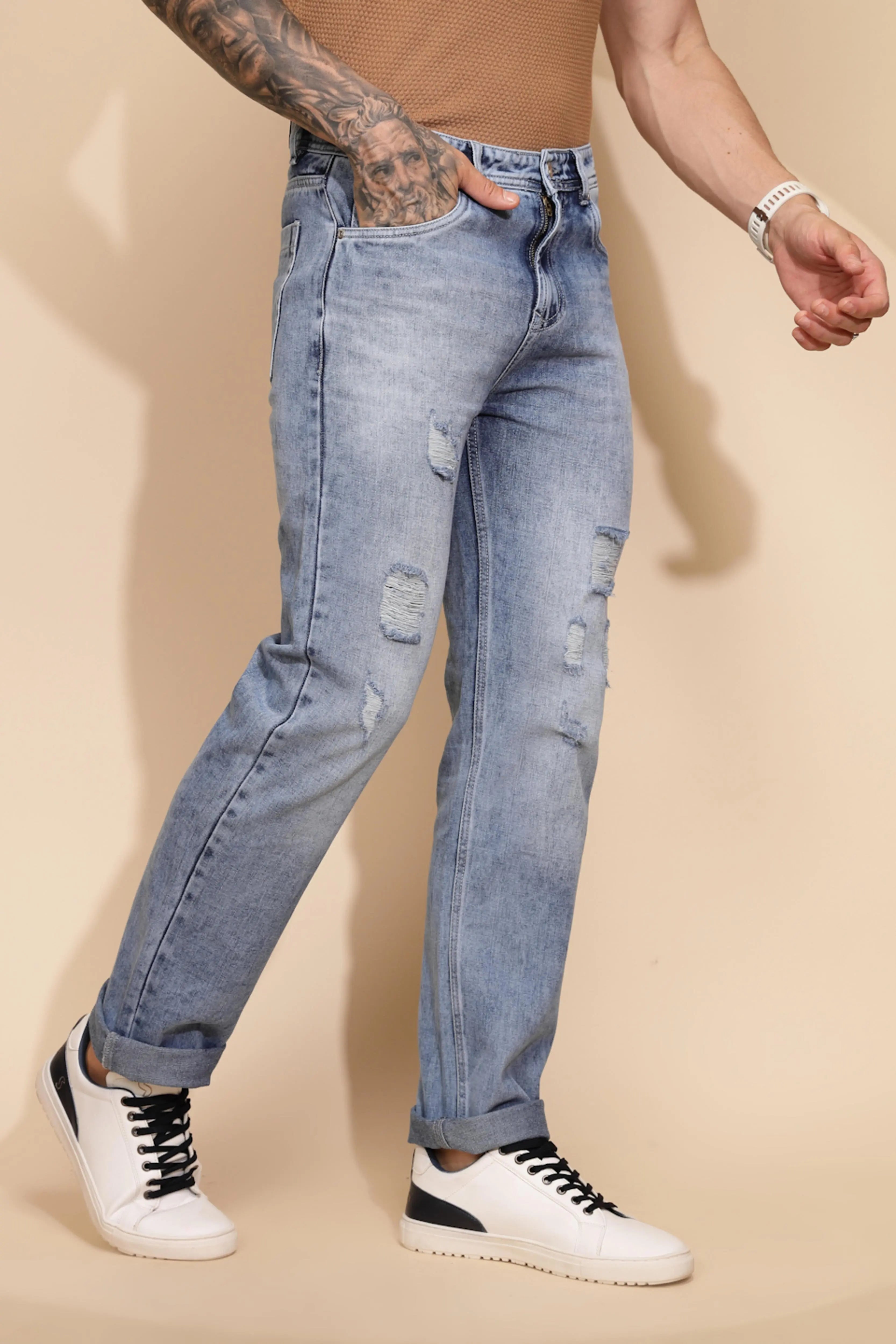 Blue Cotton Blend Jeans - Global Republic