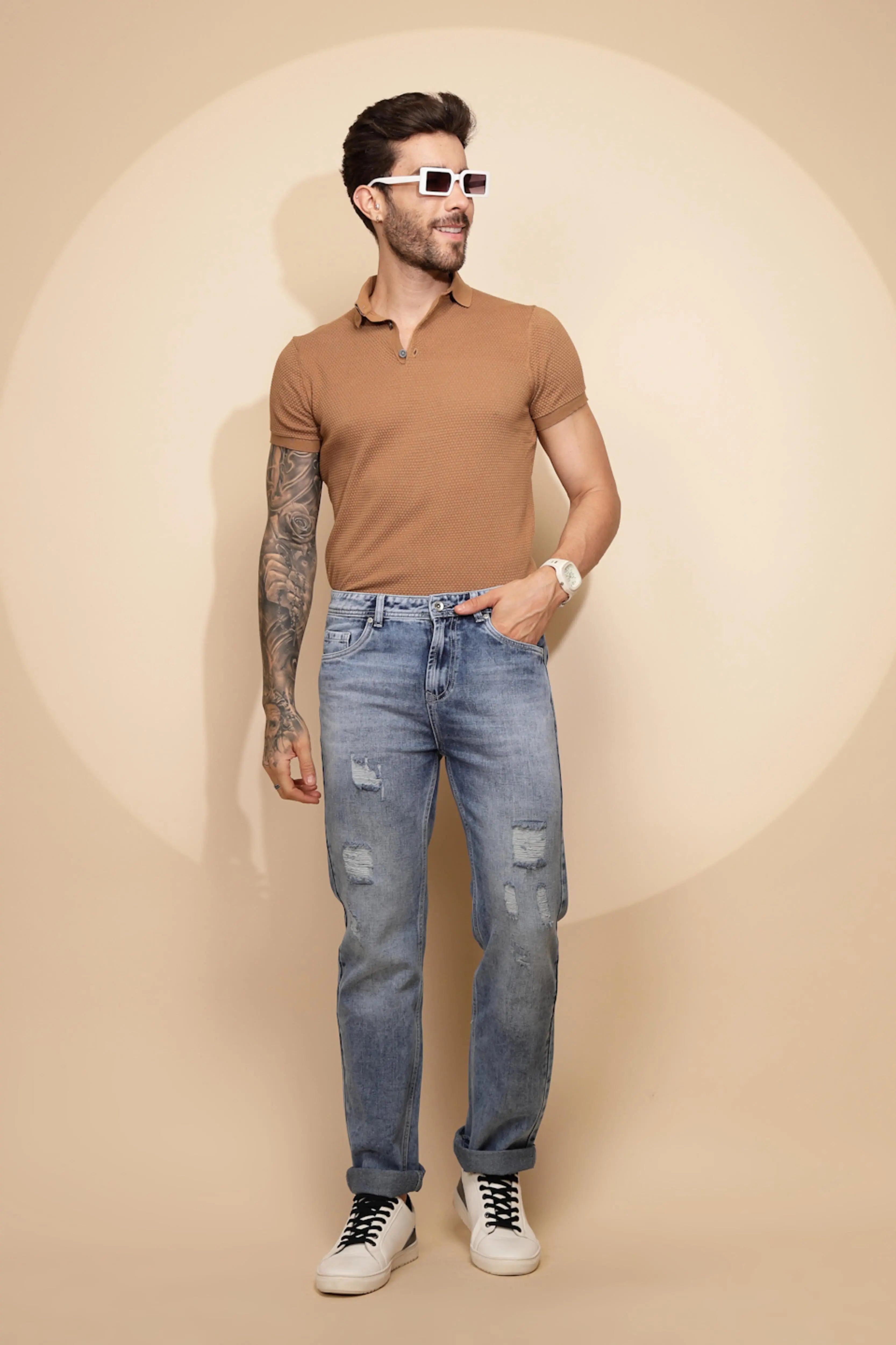Blue Cotton Blend Jeans - Global Republic