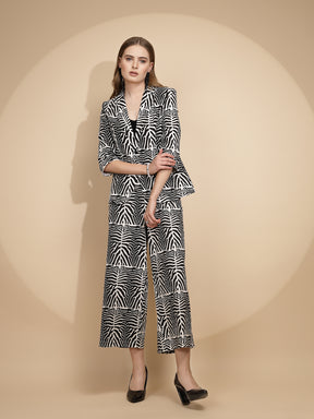 White Cotton Zebra Print Coat