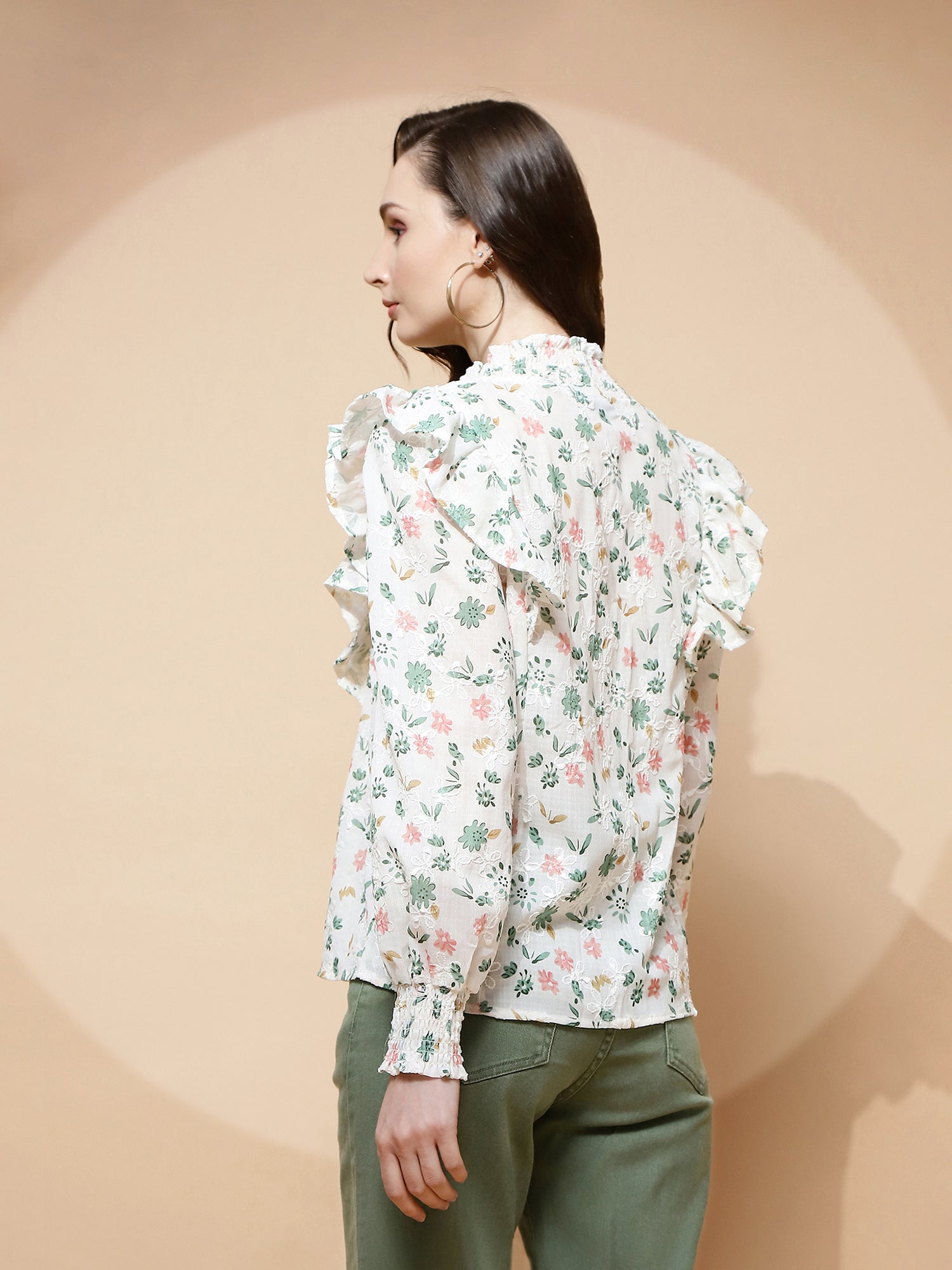 Green cotton Regular Fit Blouse - Global Republic
