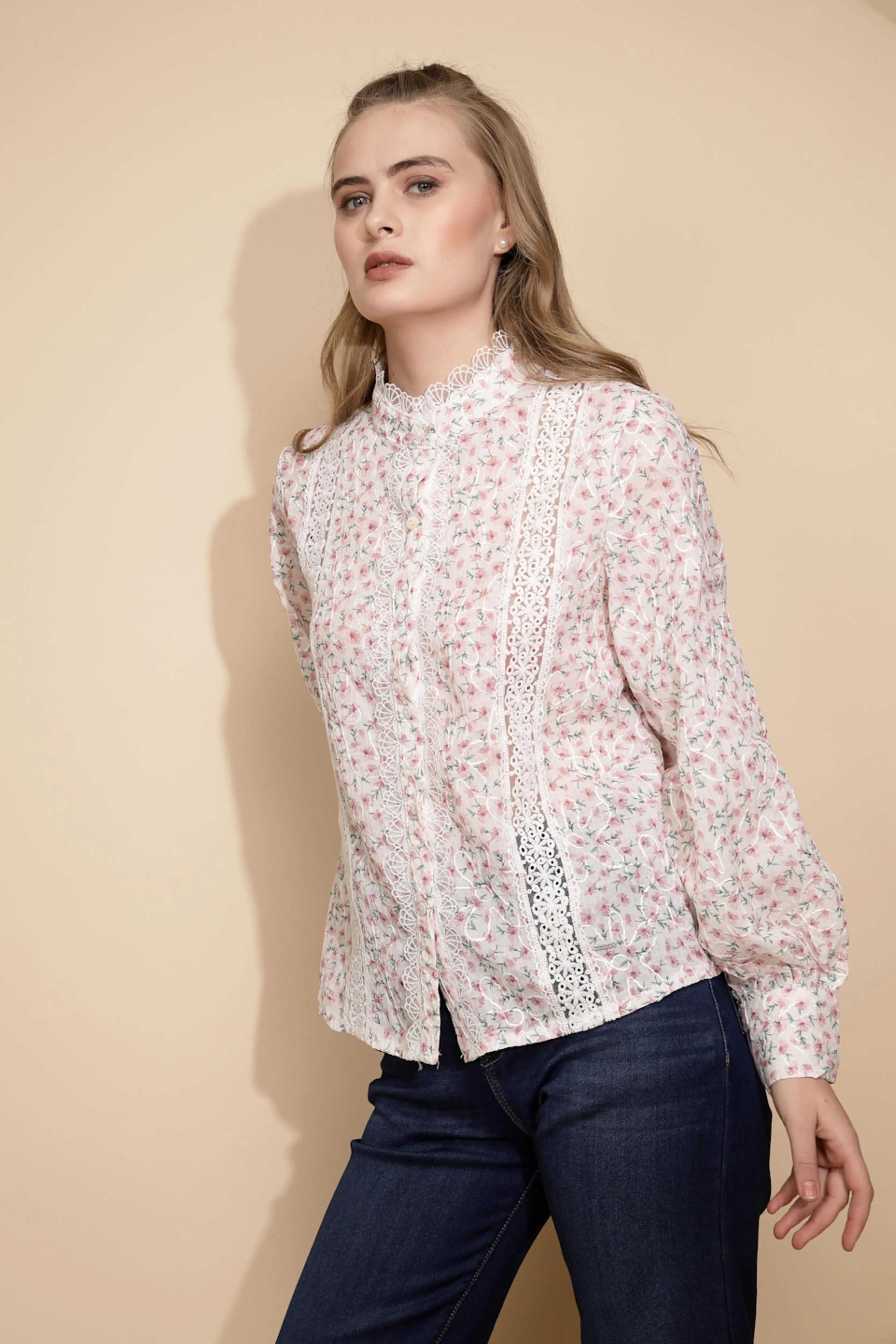 Rose cotton Loose Fit Shirt For Women - Global Republic
