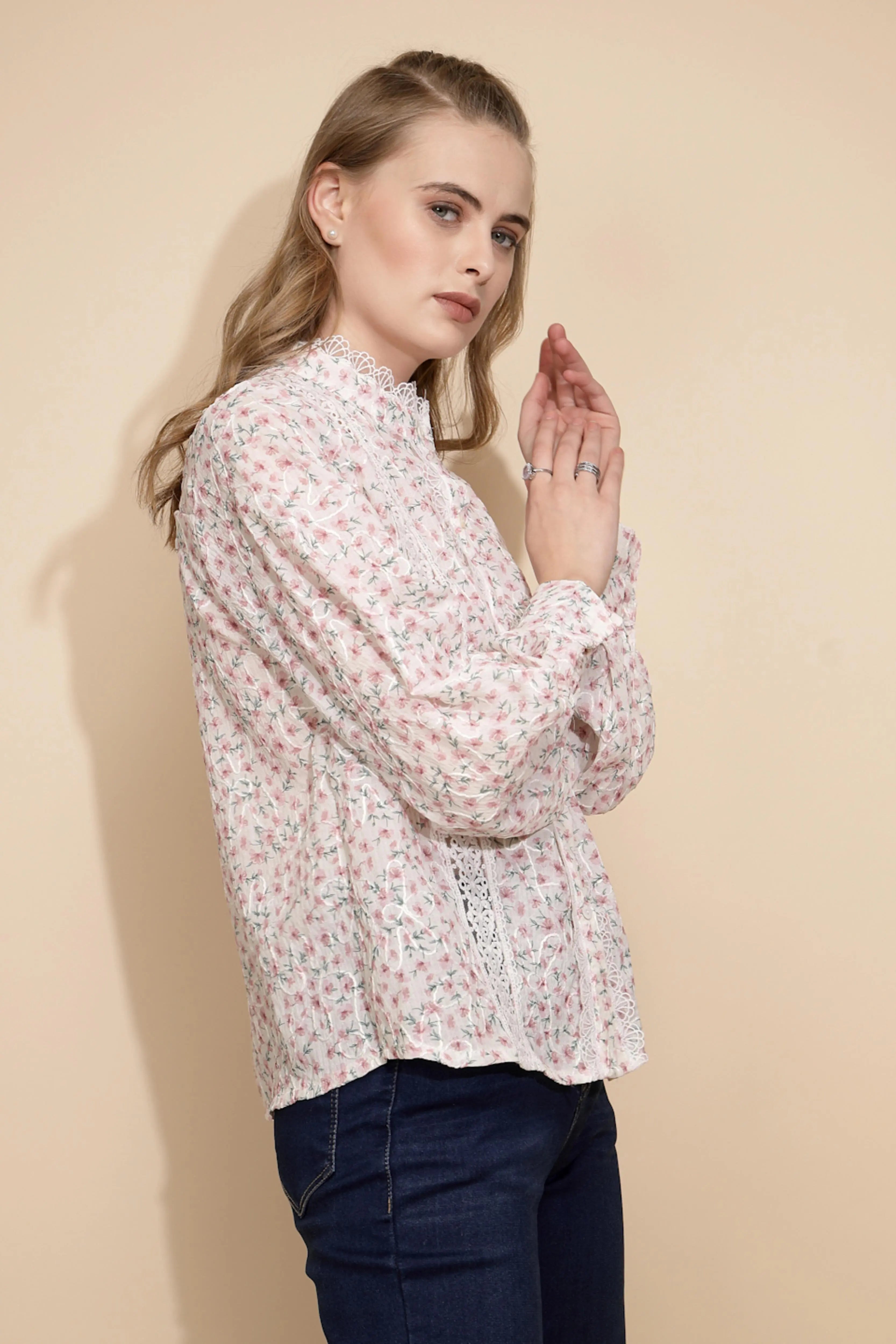 Rose cotton Loose Fit Shirt For Women - Global Republic
