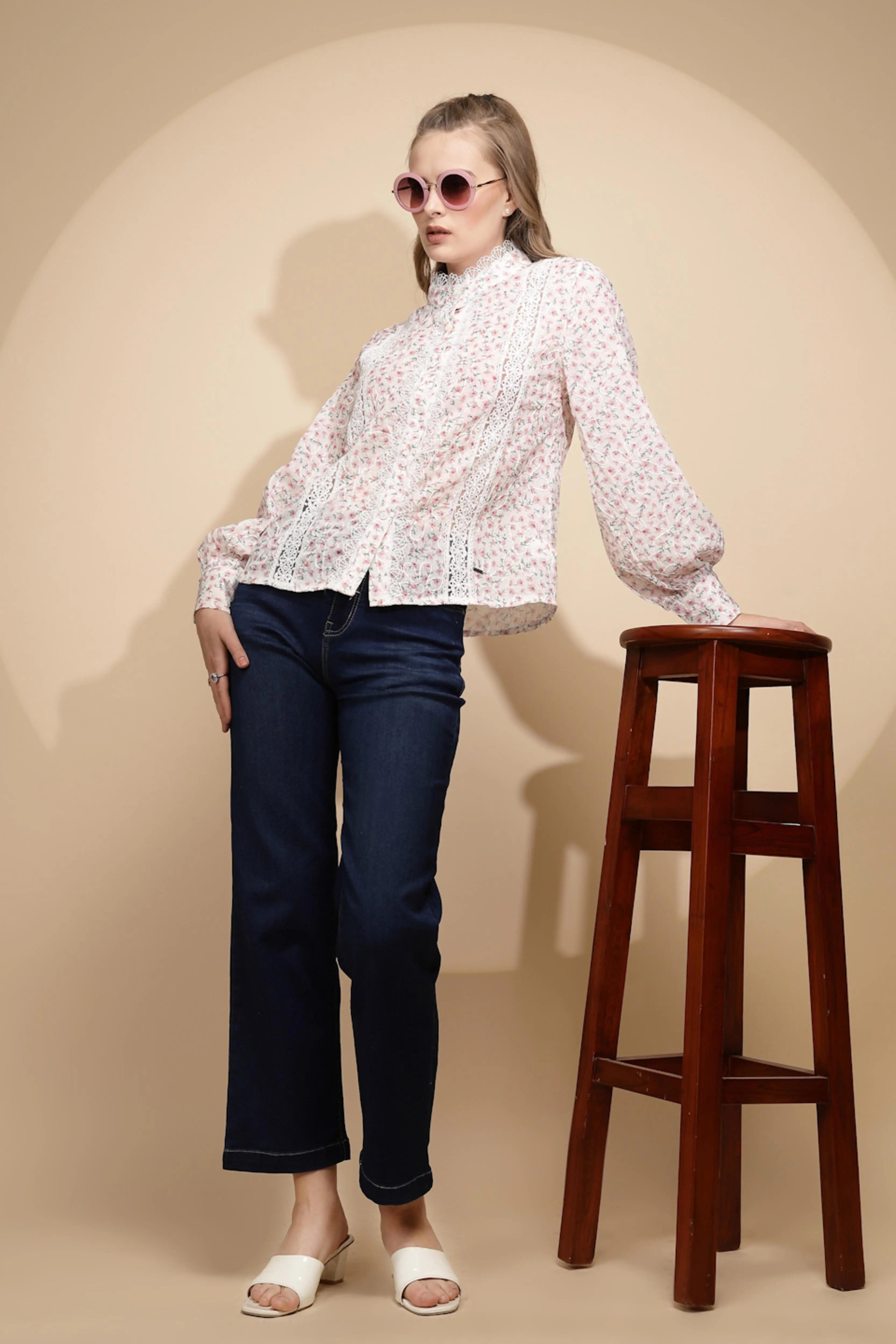 Rose cotton Loose Fit Shirt For Women - Global Republic