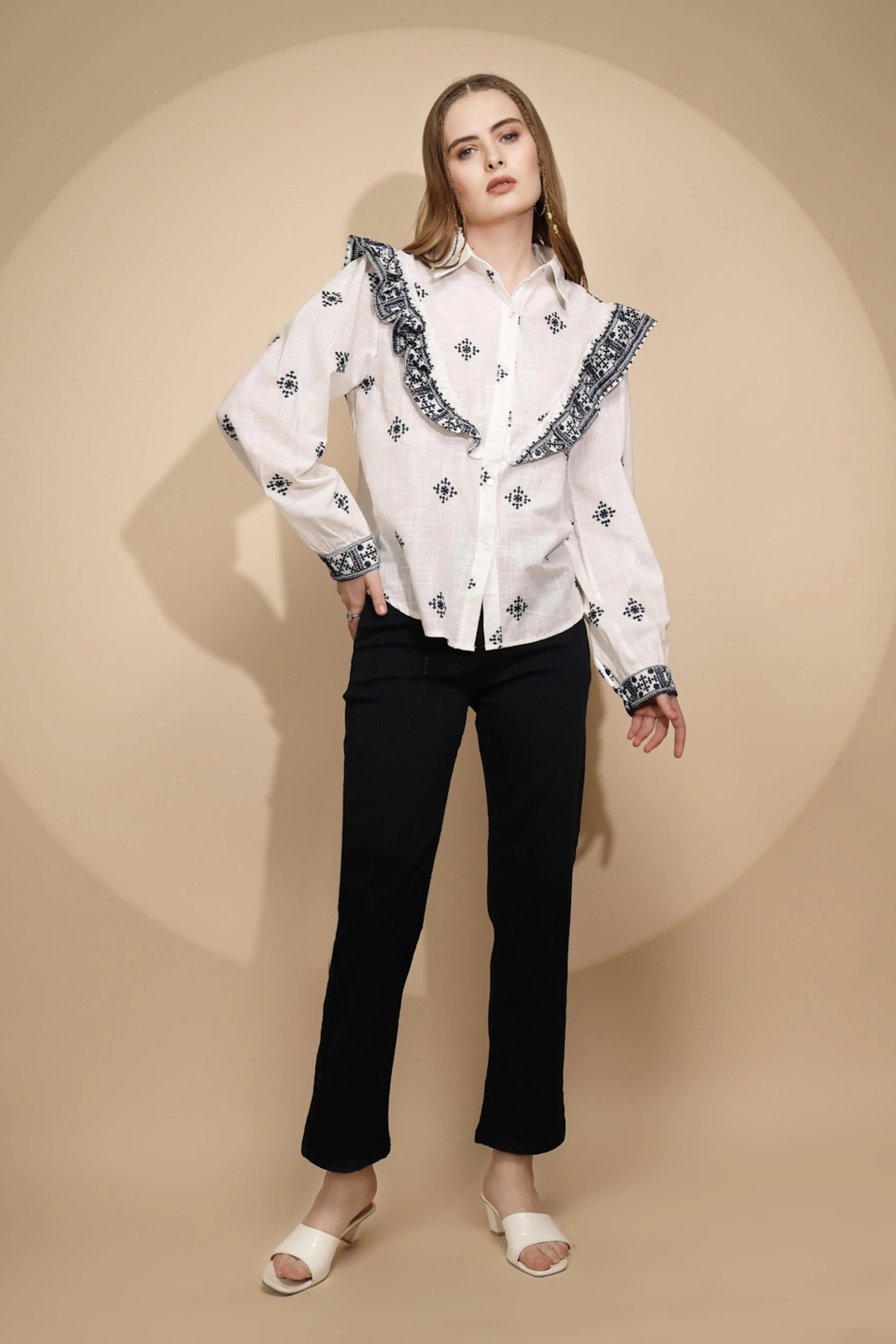 White cotton Regular Fit Shirt - Global Republic