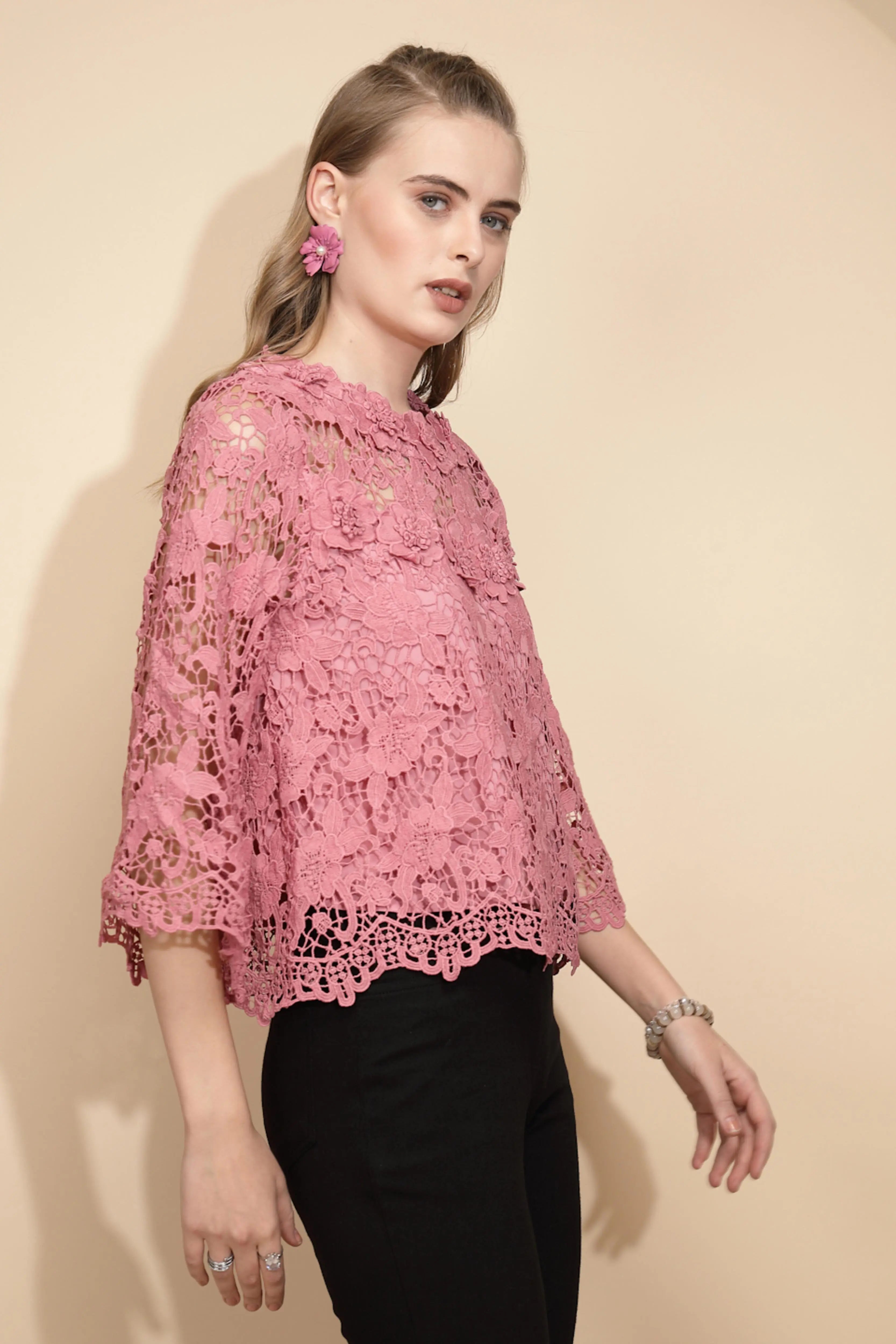 Pink  Loose Fit Blouse For Women - Global Republic