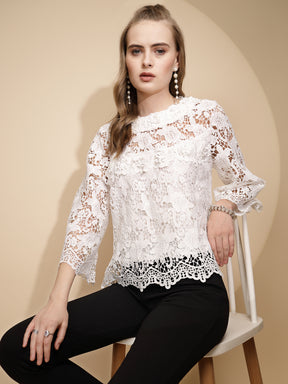 White Poly Blend Loose Fit Top